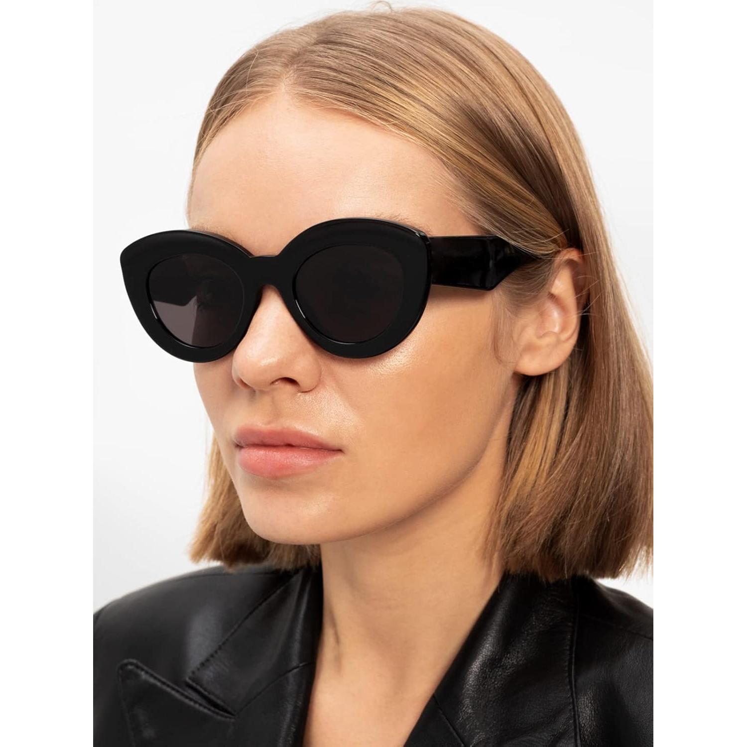 Gafas de Sol Cat Eye AIEYEZO Retro Gruesas para Mujeres