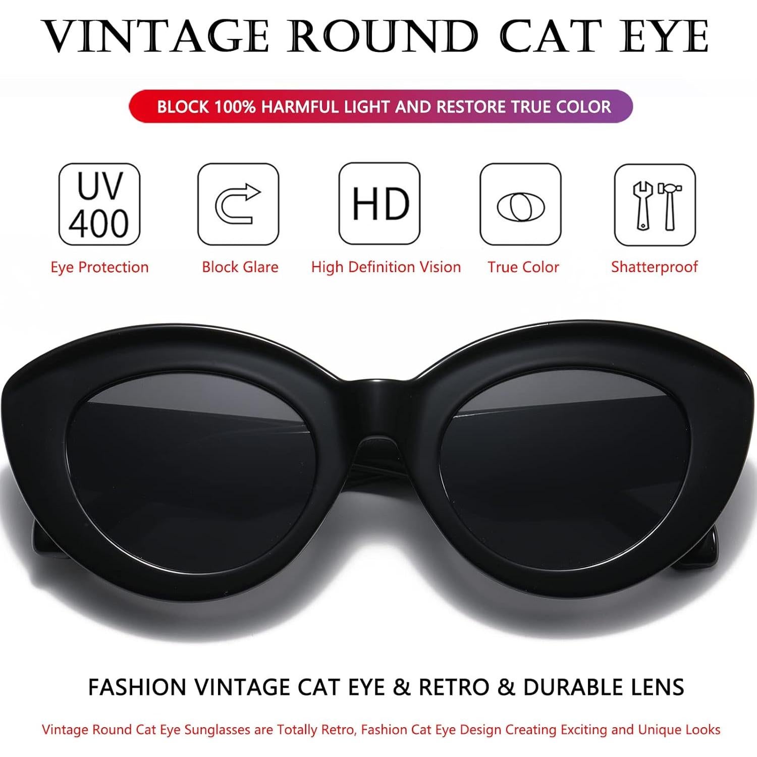 Gafas de Sol Cat Eye AIEYEZO Retro Gruesas para Mujeres