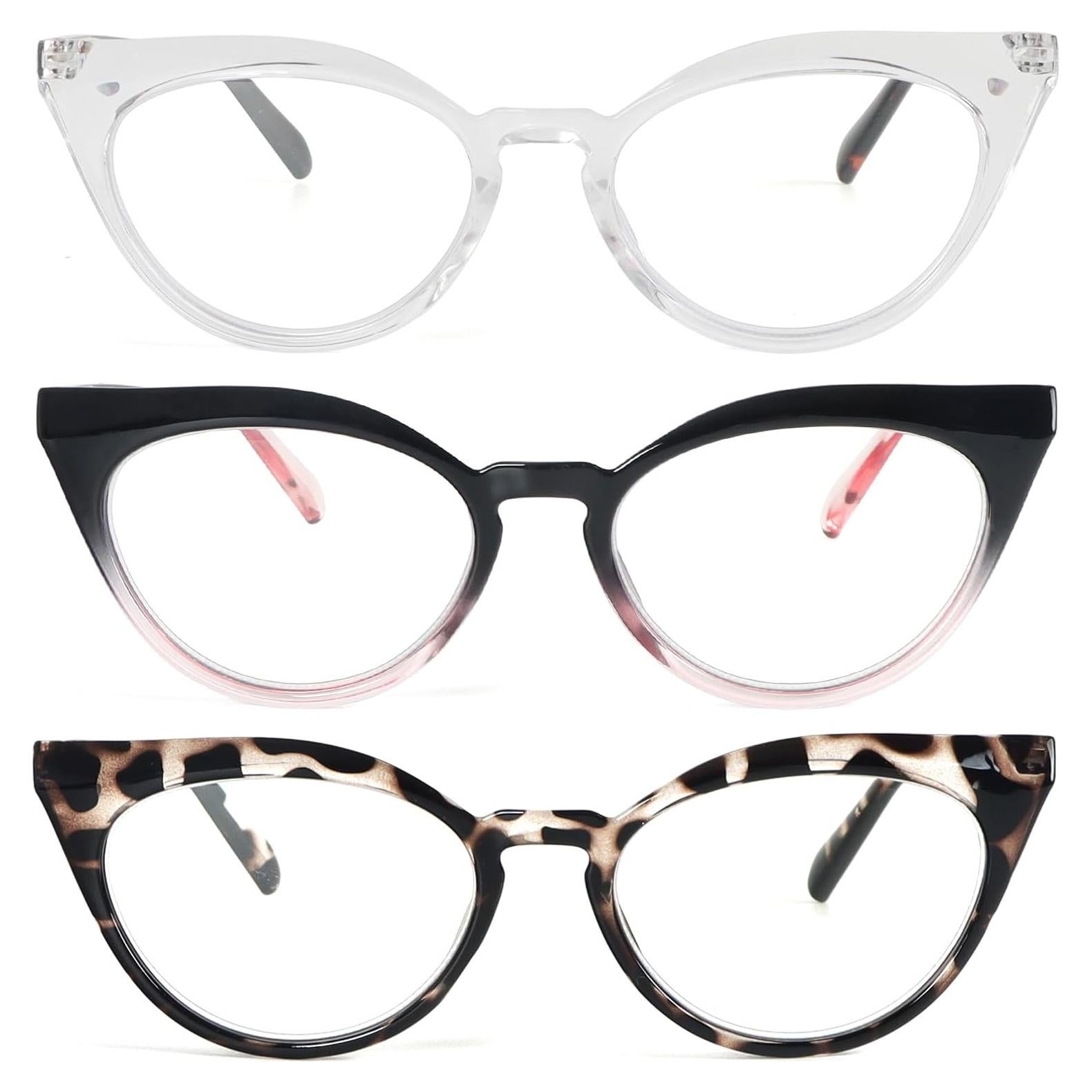 Gafas de Lectura Cat Eye DXYXYO 3 Pares con Bloqueo Luz Azul