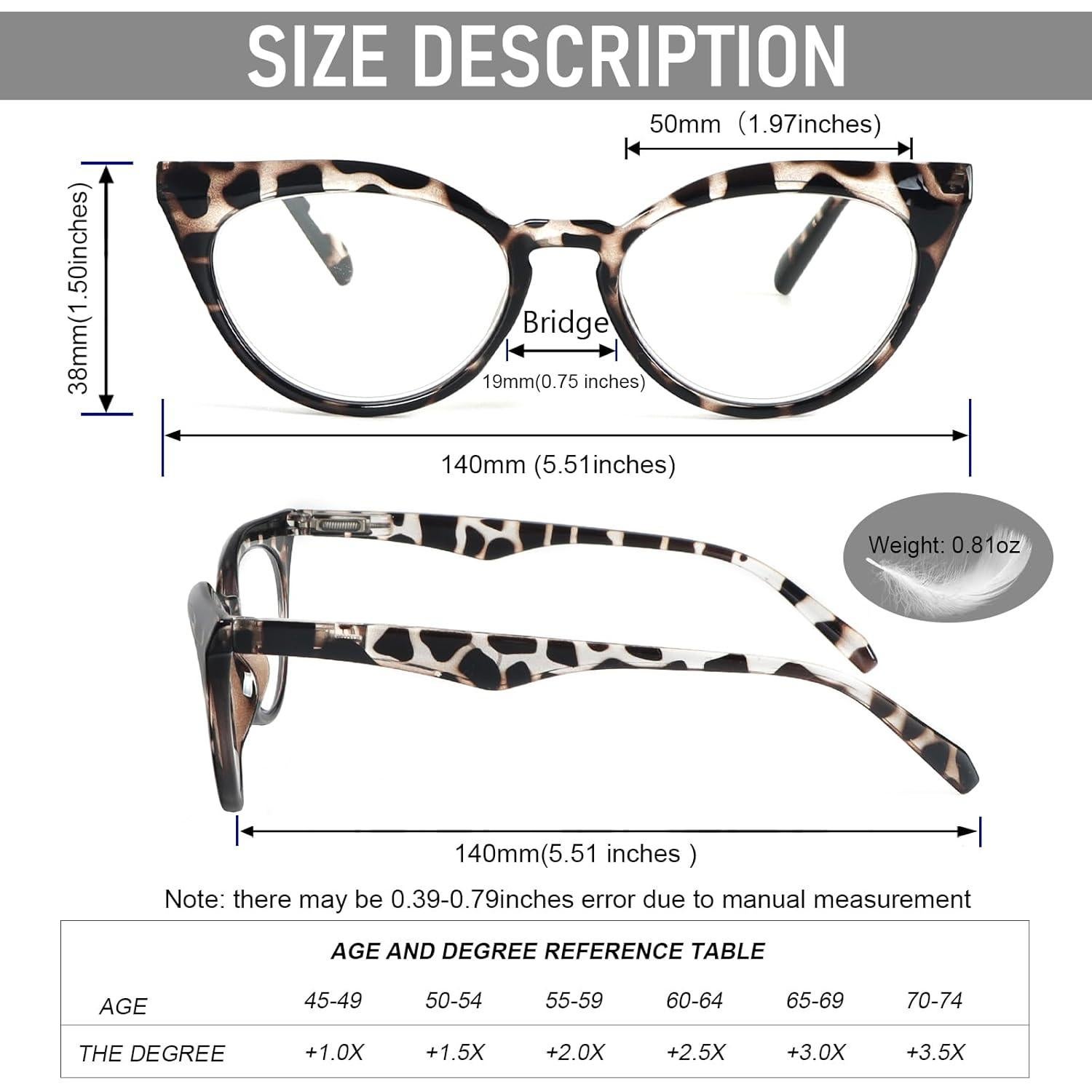 Gafas de Lectura Cat Eye DXYXYO 3 Pares con Bloqueo Luz Azul