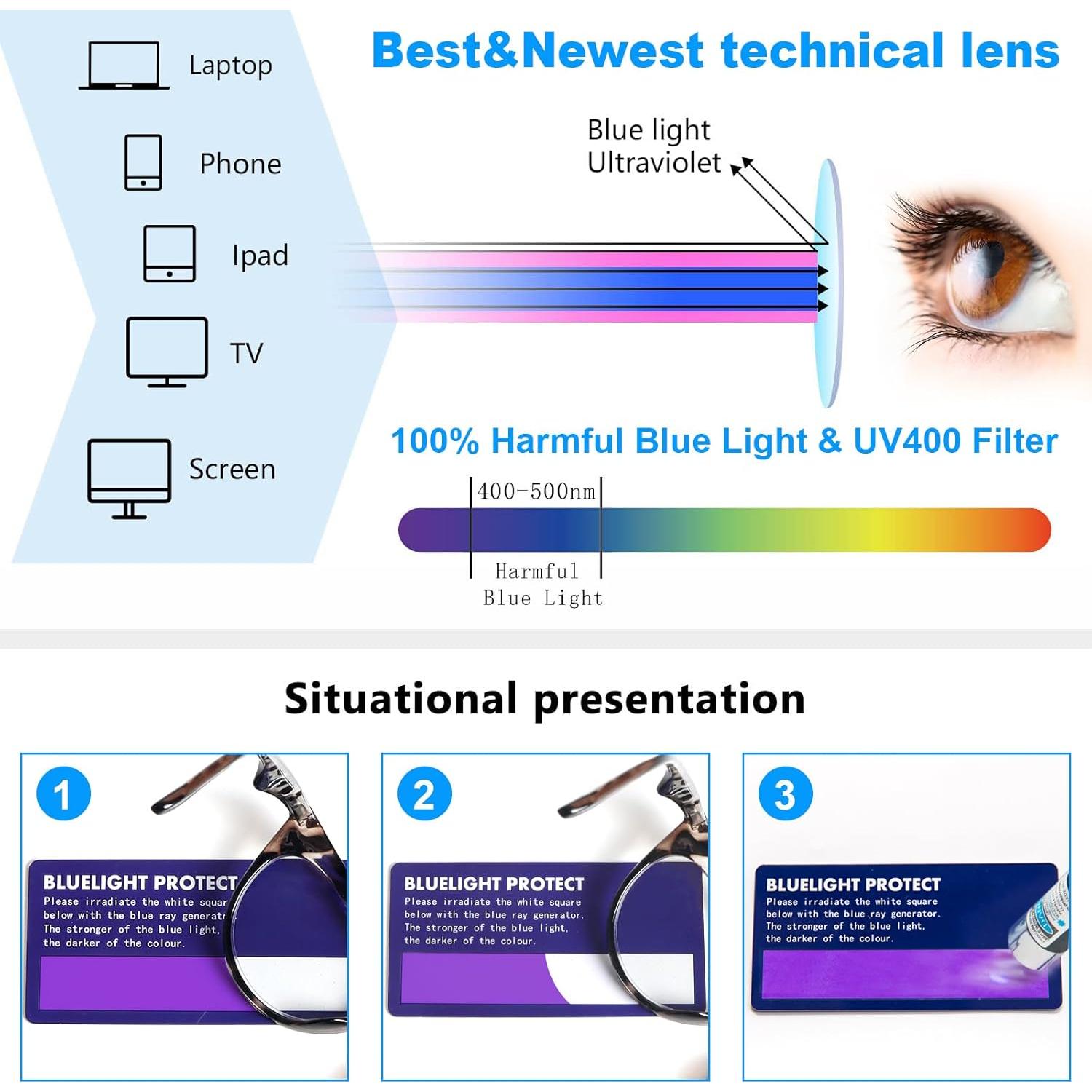 Gafas de Lectura Cat Eye DXYXYO 3 Pares con Bloqueo Luz Azul