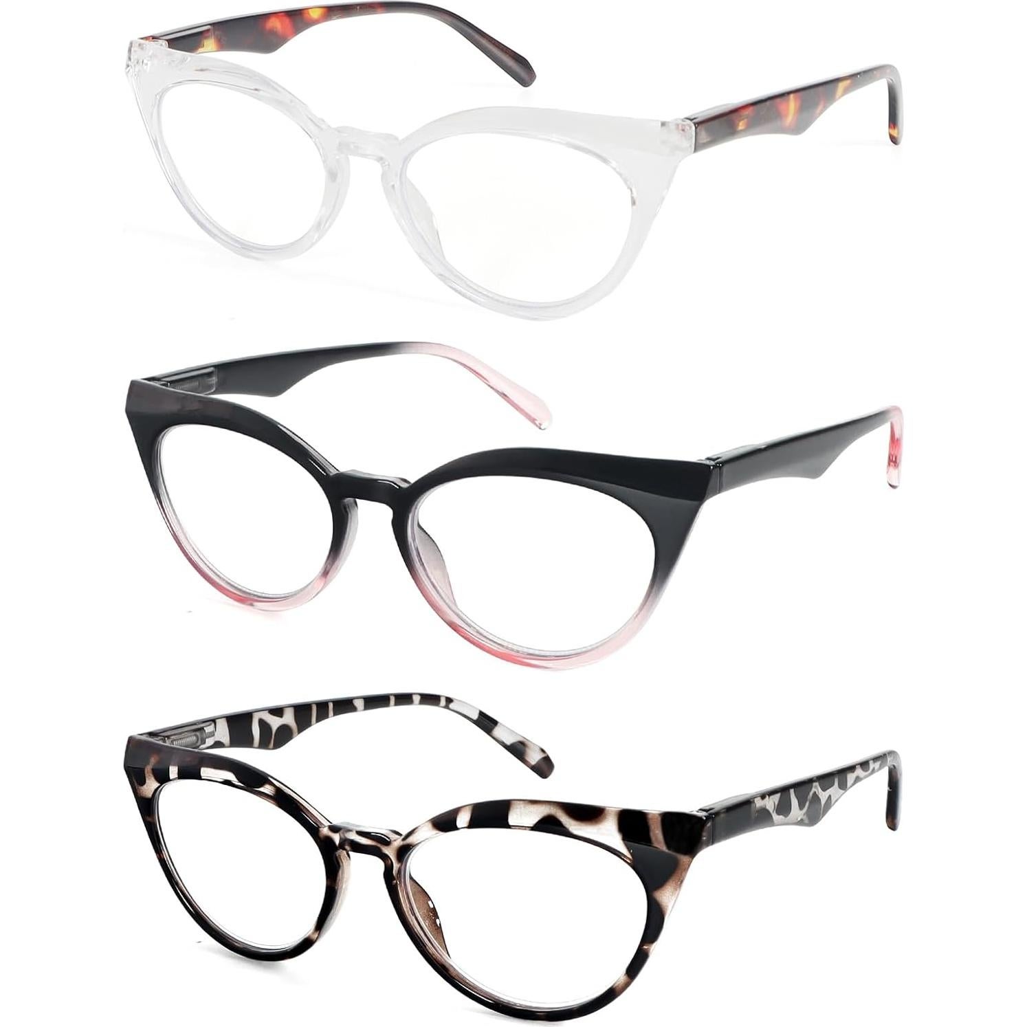 Gafas de Lectura Cat Eye DXYXYO 3 Pares con Bloqueo Luz Azul
