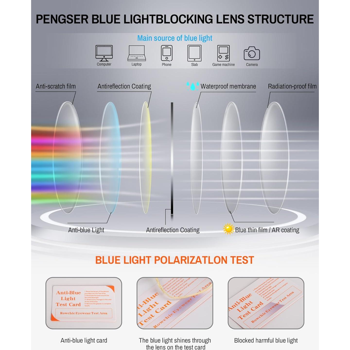 Gafas de luz azul estilo gato ROWCHIC con estuche y paño