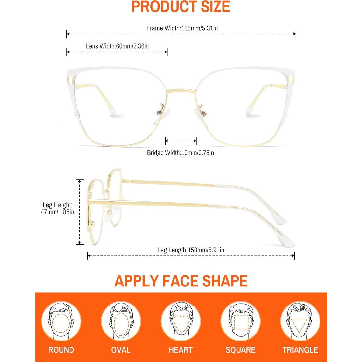 Gafas de luz azul estilo gato ROWCHIC con estuche y paño