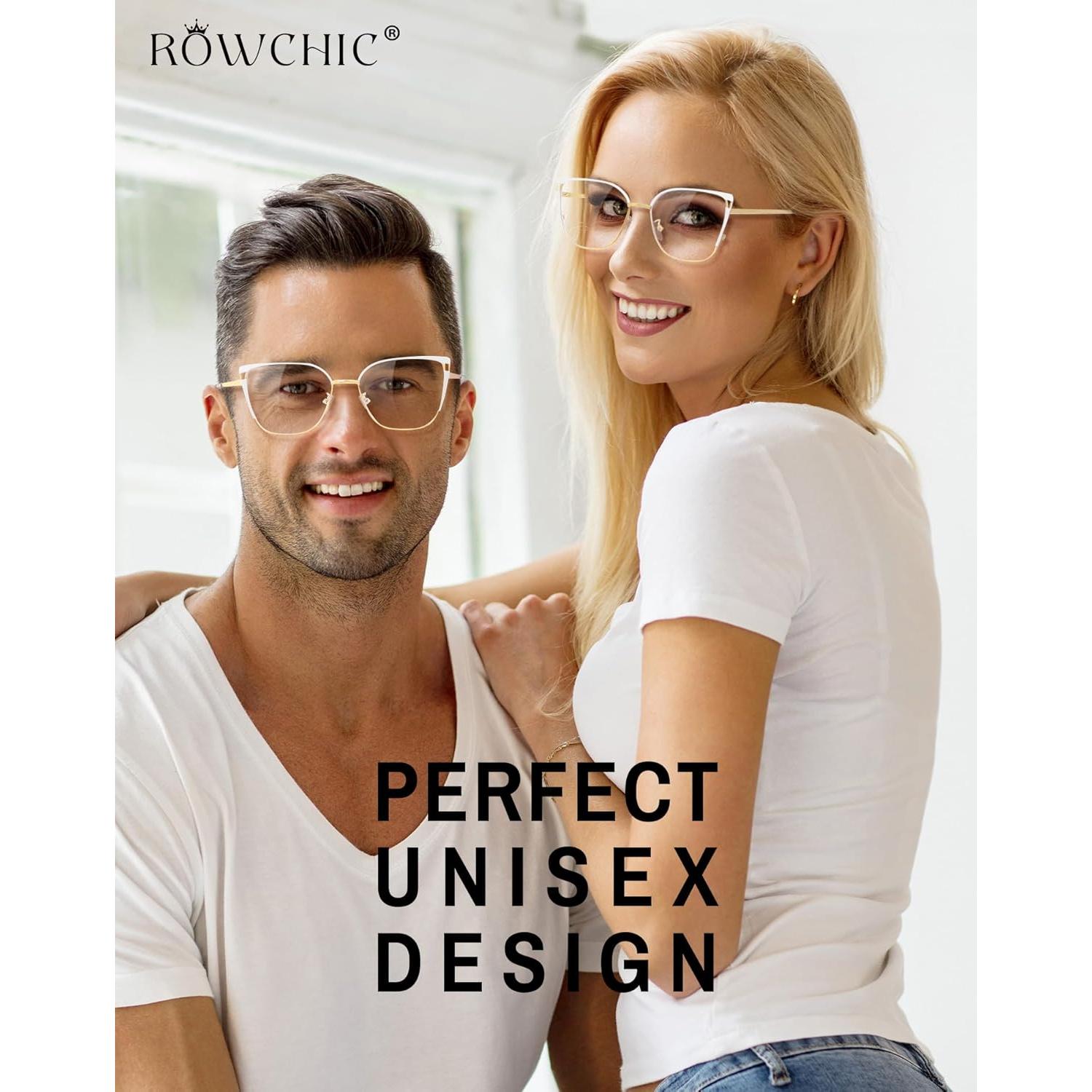 Gafas de luz azul estilo gato ROWCHIC con estuche y paño