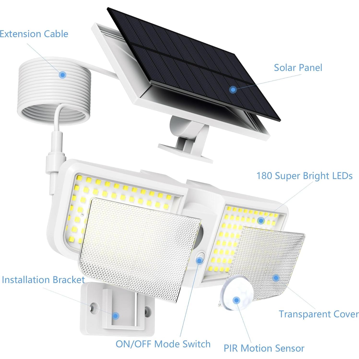 Focos Solares Cozeet 2PCS LED 6500K con Sensor de Movimiento