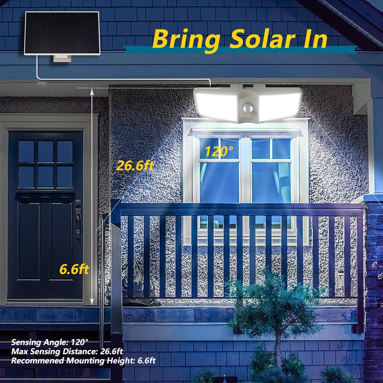 Focos Solares Cozeet 2PCS LED 6500K con Sensor de Movimiento