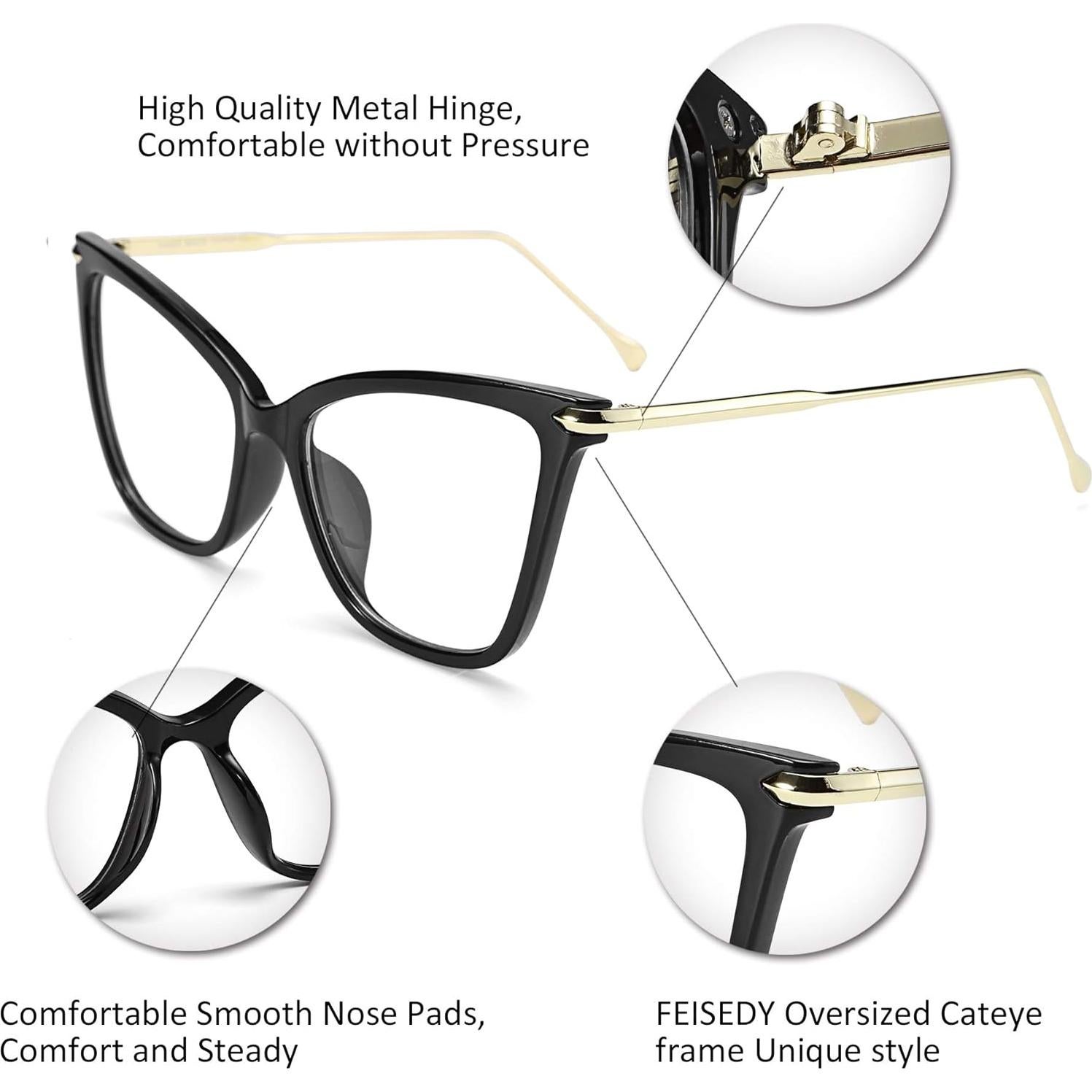 Gafas de Ojo de Gato FEISEDY con Lentes Transparentes