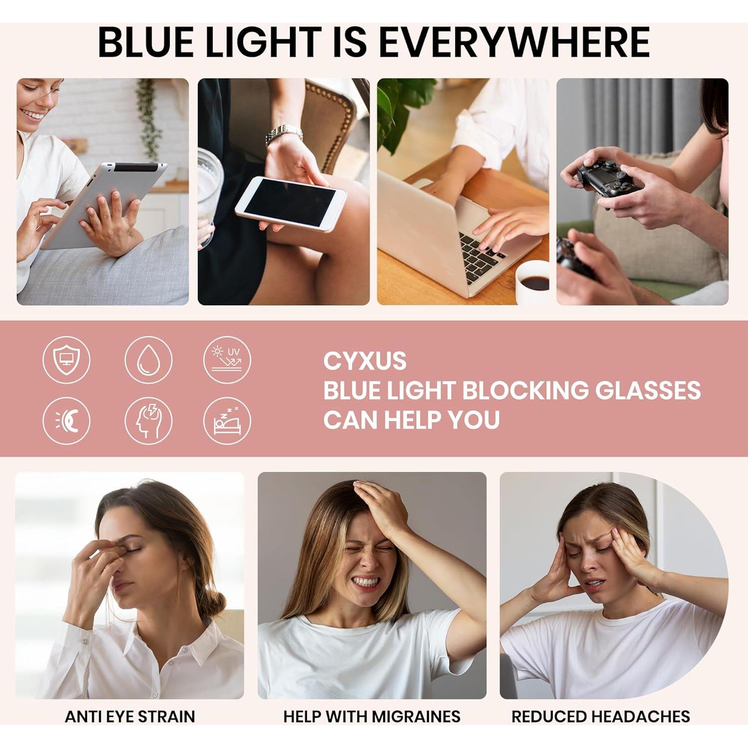 Gafas de Luz Azul Cyxus Ojo de Gato para Mujeres UV