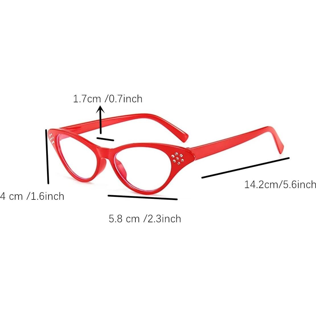 Gafas de Ojo de Gato Beetoo 2PCS con Rhinestones Rojo Negro