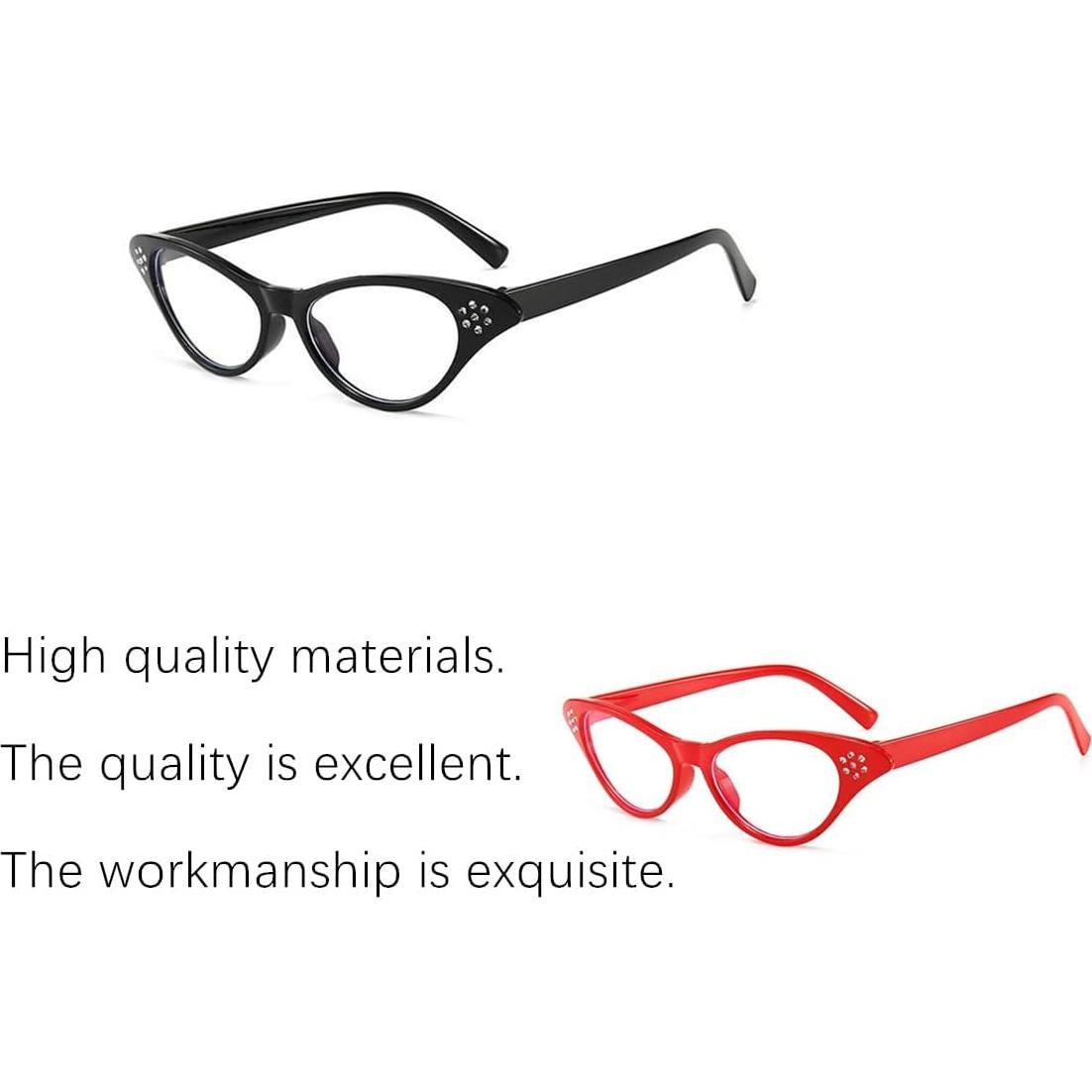 Gafas de Ojo de Gato Beetoo 2PCS con Rhinestones Rojo Negro