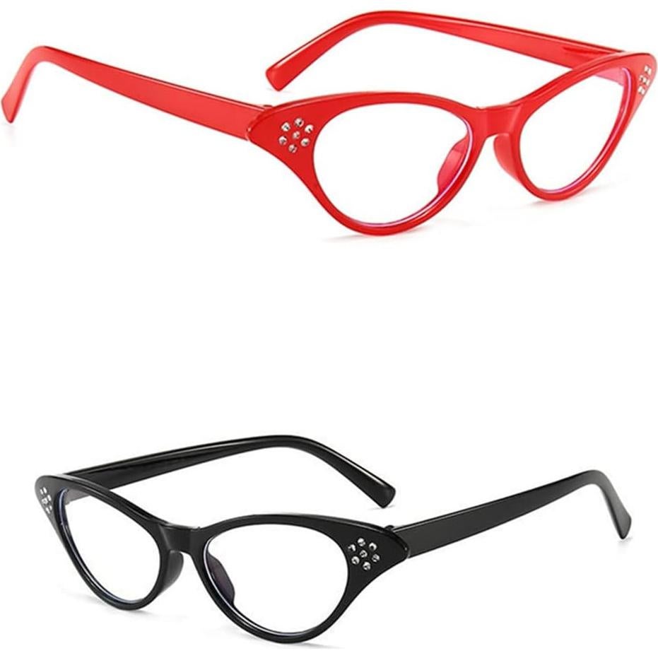 Gafas de Ojo de Gato Beetoo 2PCS con Rhinestones Rojo Negro