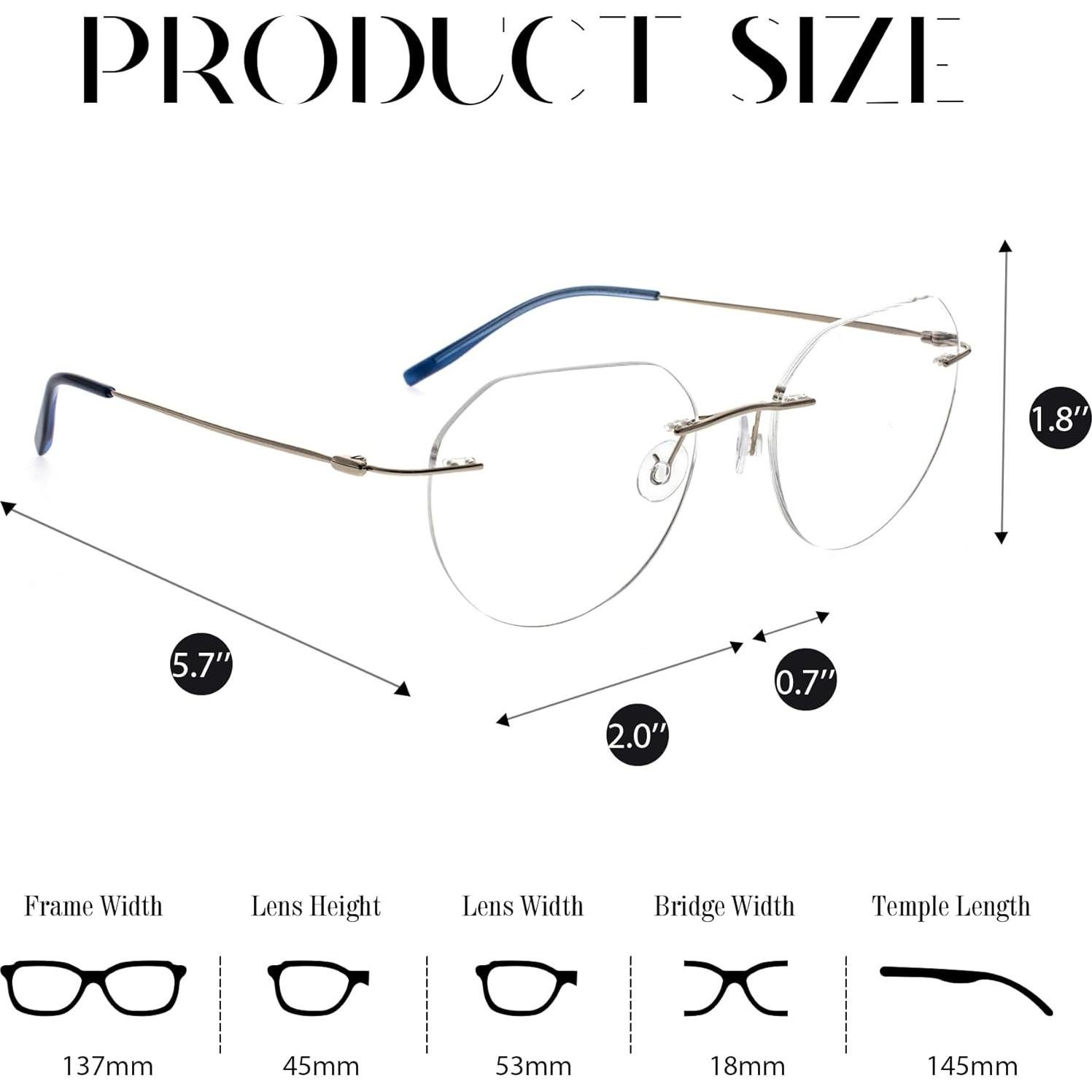 Montura Gafas Titanio Redondas Unisex Plata Ligera