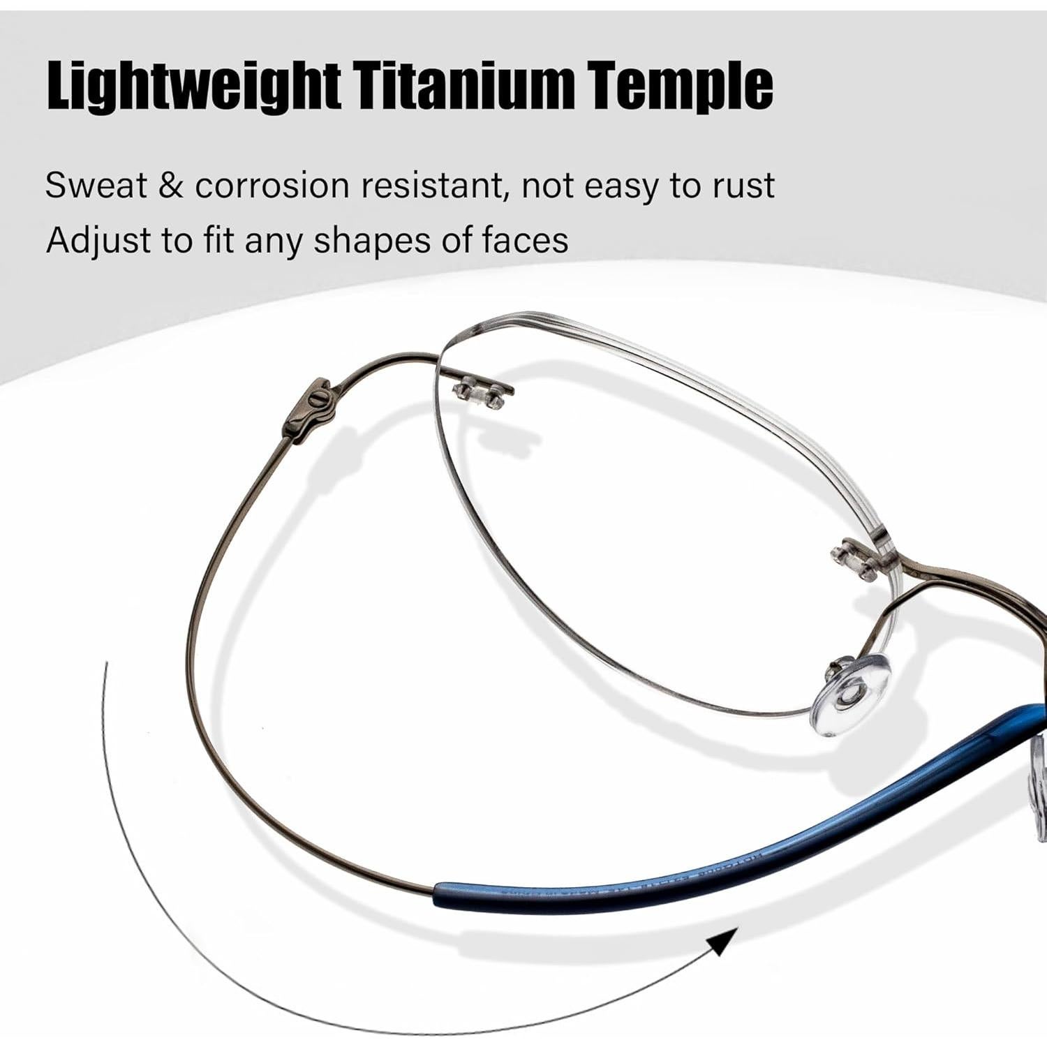 Montura Gafas Titanio Redondas Unisex Plata Ligera