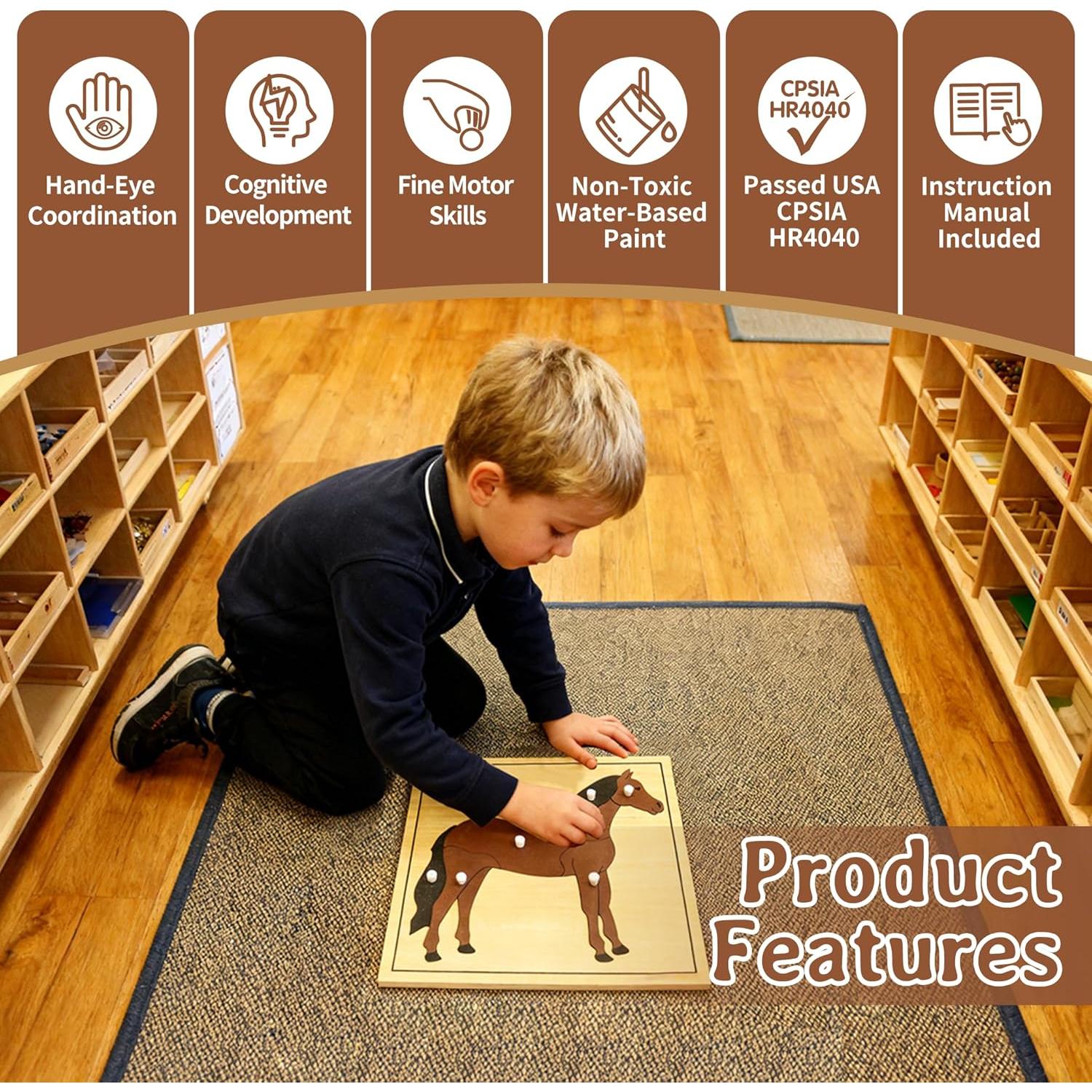 Rompecabezas Montessori de Madera Kinder Park Caballo 24x24cm