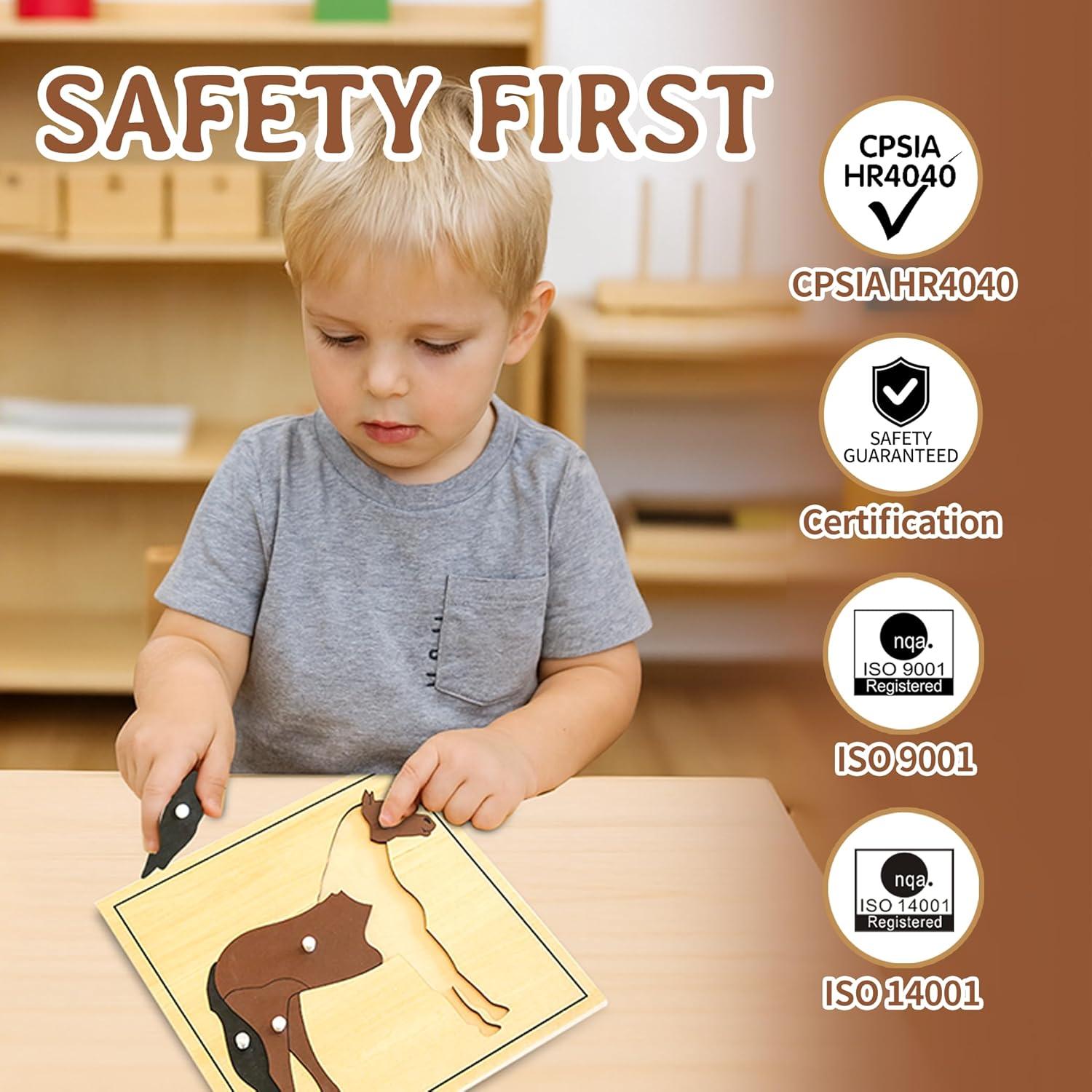 Rompecabezas Montessori de Madera Kinder Park Caballo 24x24cm