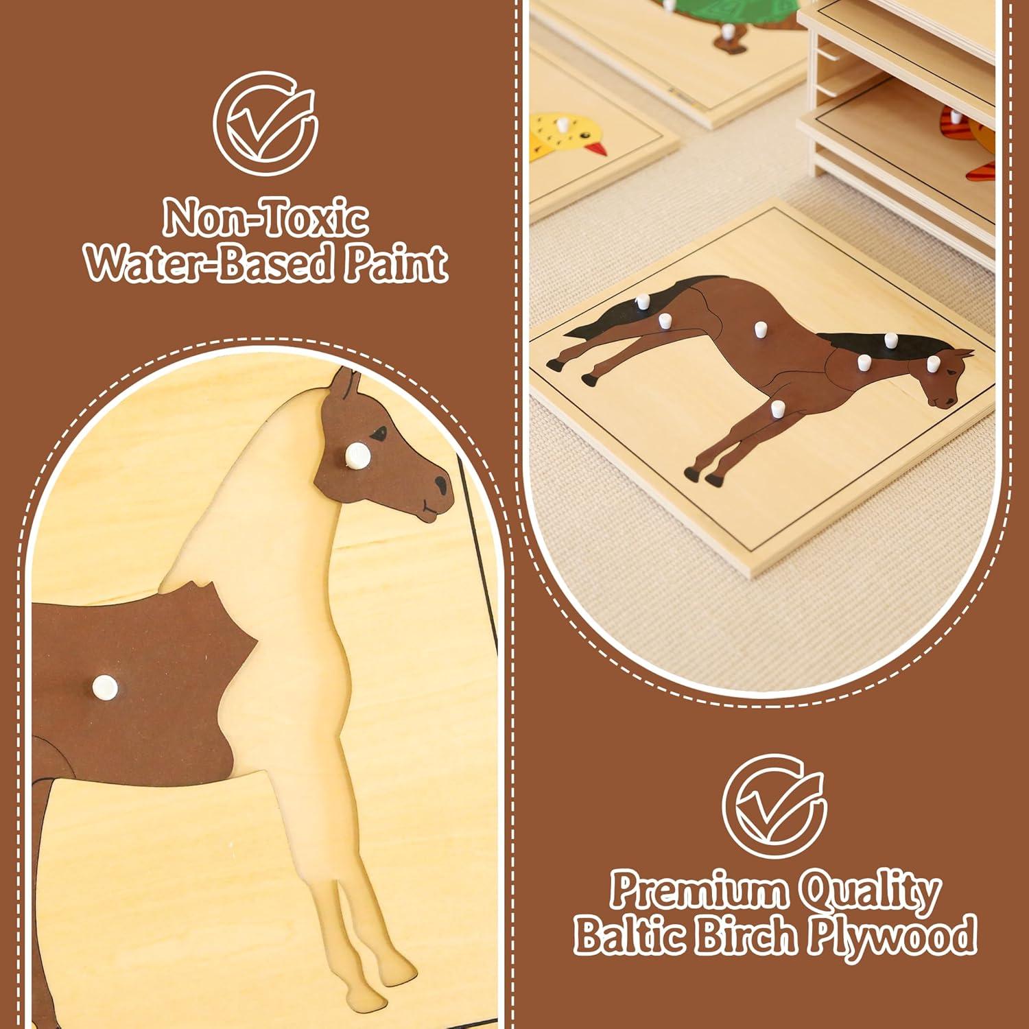 Rompecabezas Montessori de Madera Kinder Park Caballo 24x24cm