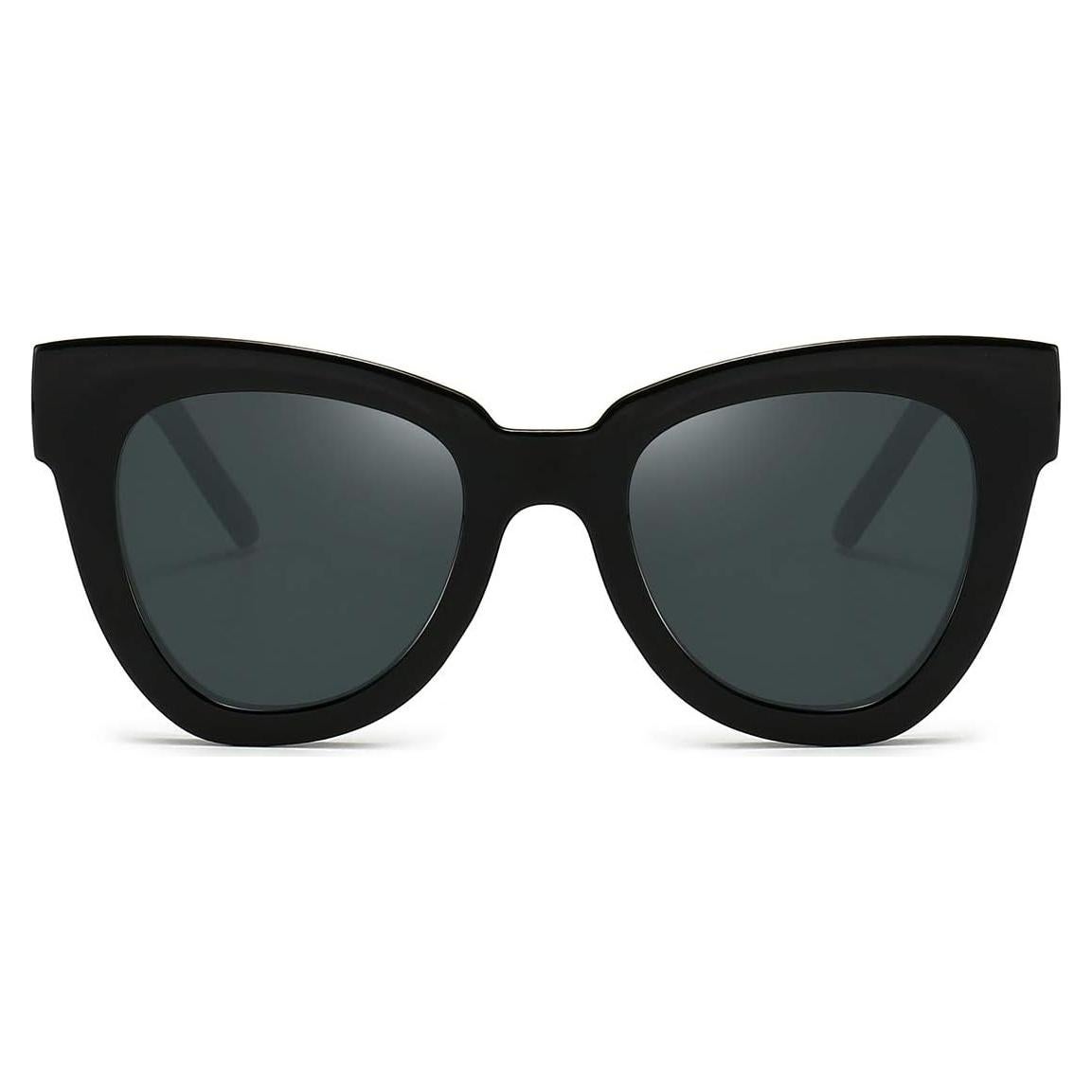 Gafas de sol ojo de gato retro para mujer Marco negro UV400