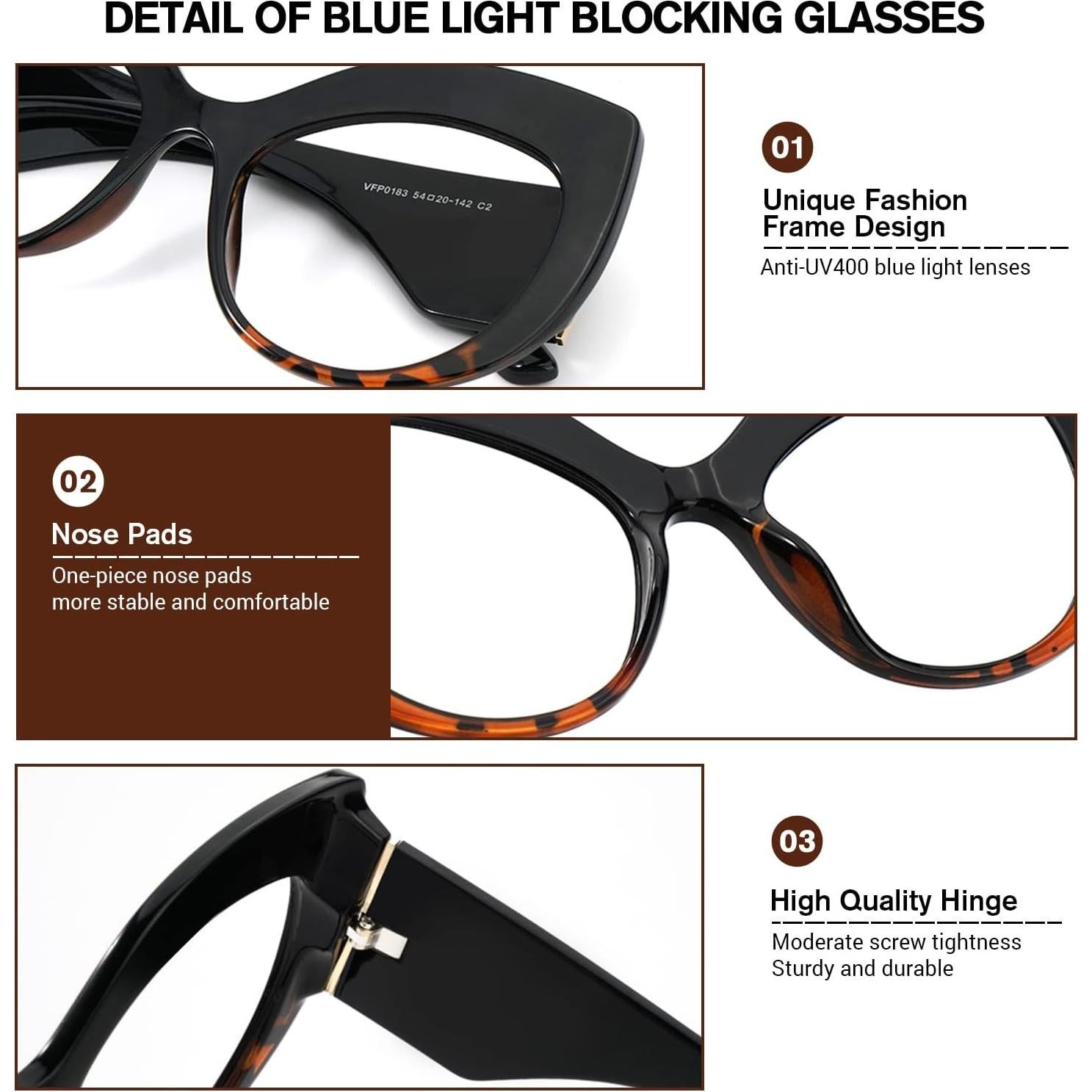 Gafas Cat Eye VOOGLAM VFP0183 Bloqueo Luz Azul Mujeres