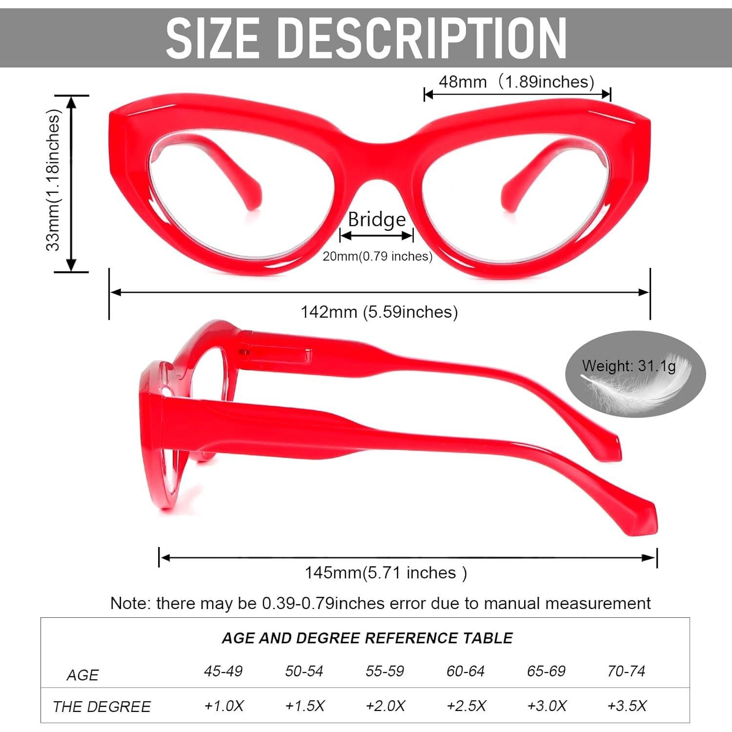 Gafas de Lectura Ojo de Gato DXYXYO 2.0x 3 Paquetes