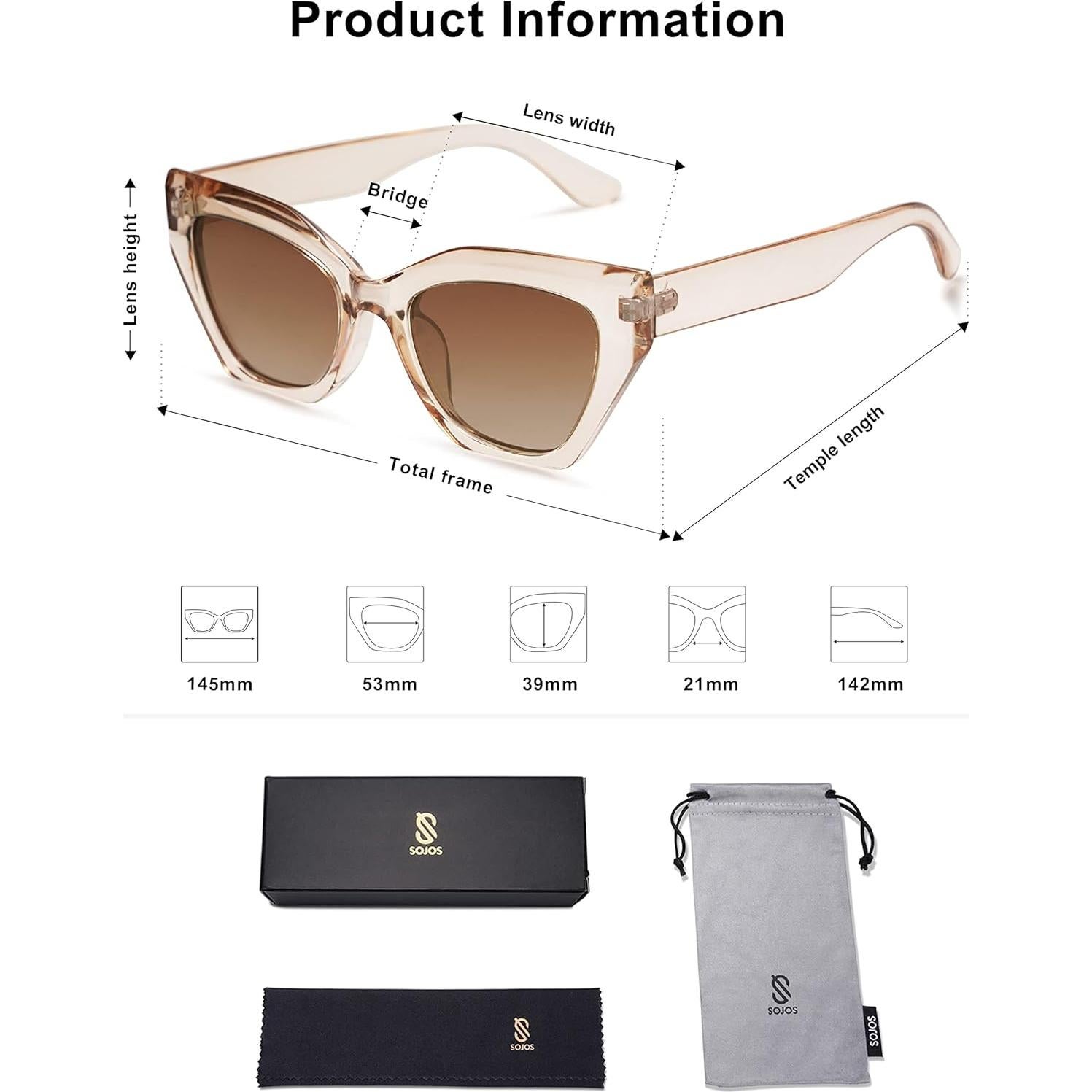 Gafas de sol cuadradas SOJOS polarizadas UV400 para unisex