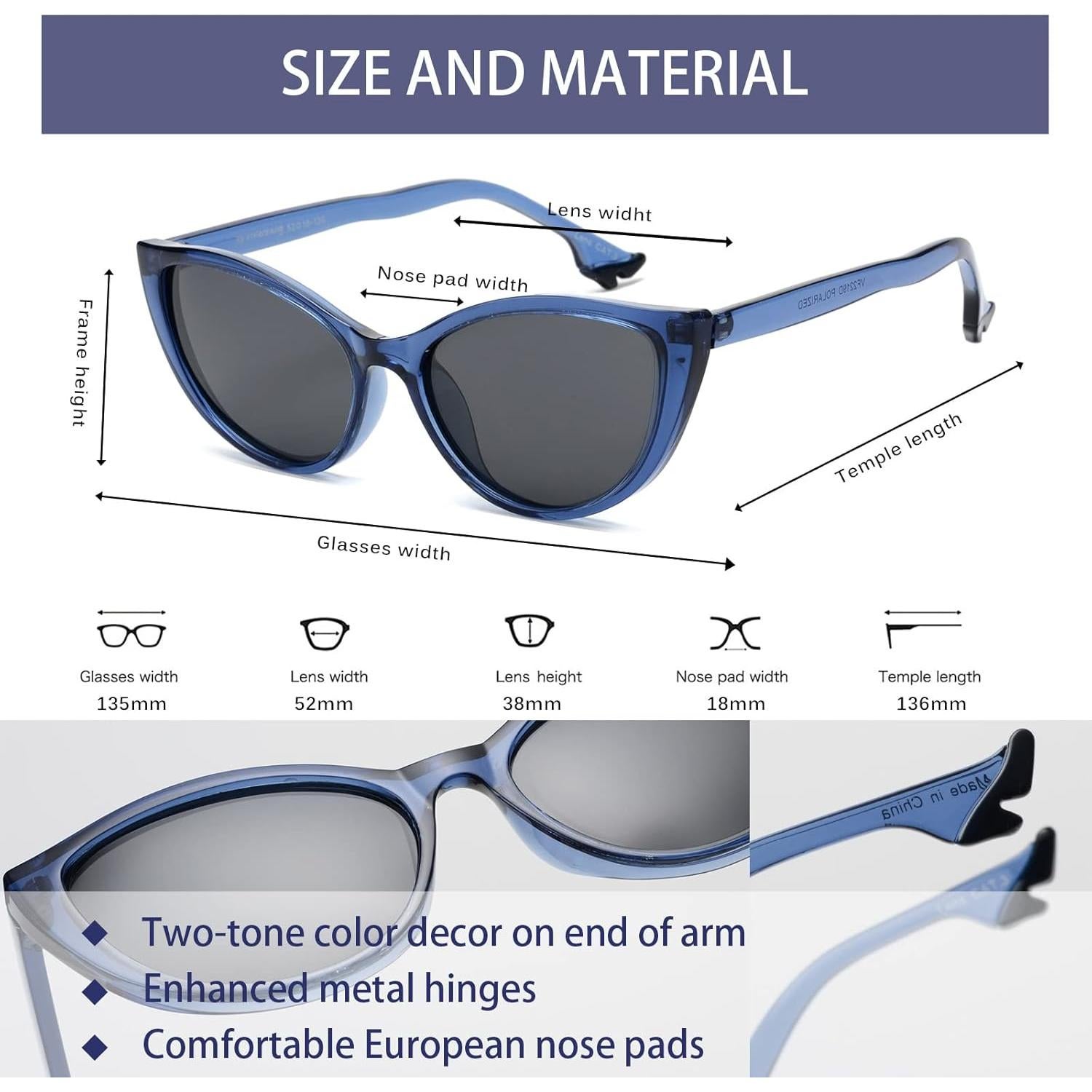 Gafas de sol ojo de gato VF2219 polarizadas para mujeres