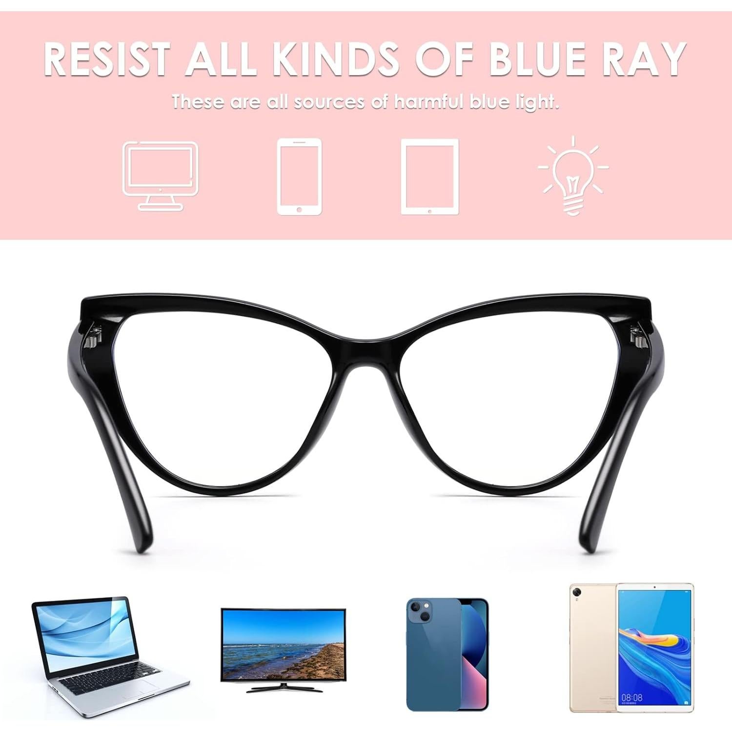 Gafas de sol estilo gato TR90 2 Pack filtro luz azul