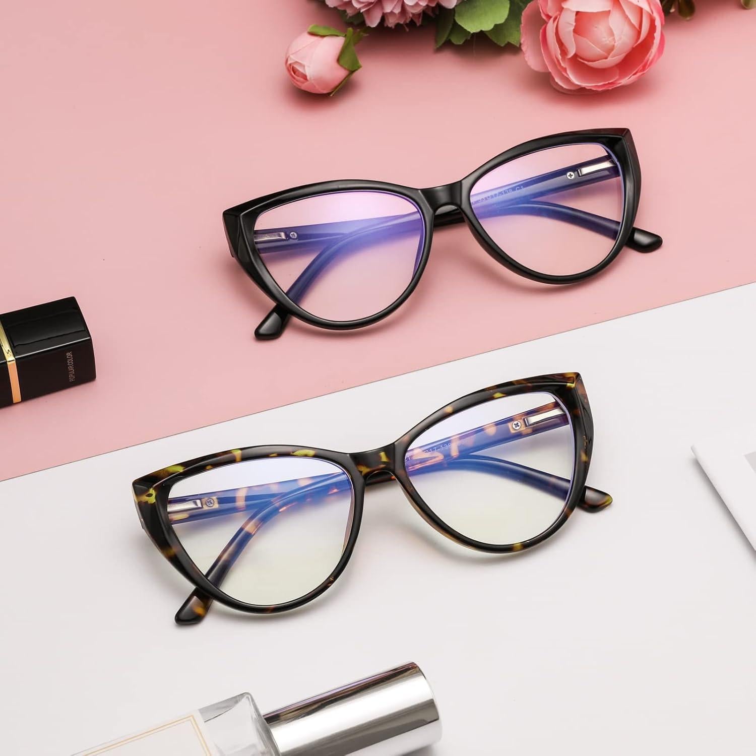 Gafas de sol estilo gato TR90 2 Pack filtro luz azul