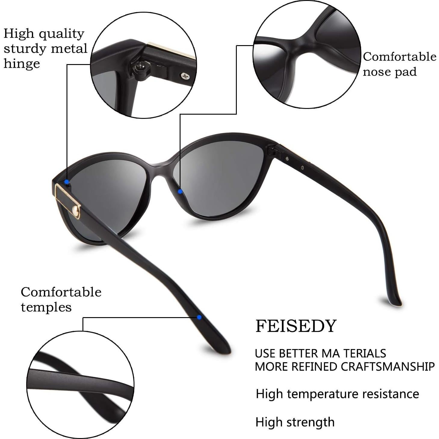 Gafas de Sol FEISEDY Cateye Polarizadas UV400 para Mujeres