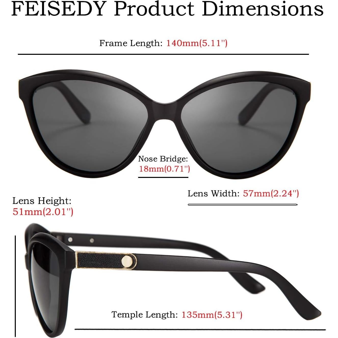 Gafas de Sol FEISEDY Cateye Polarizadas UV400 para Mujeres