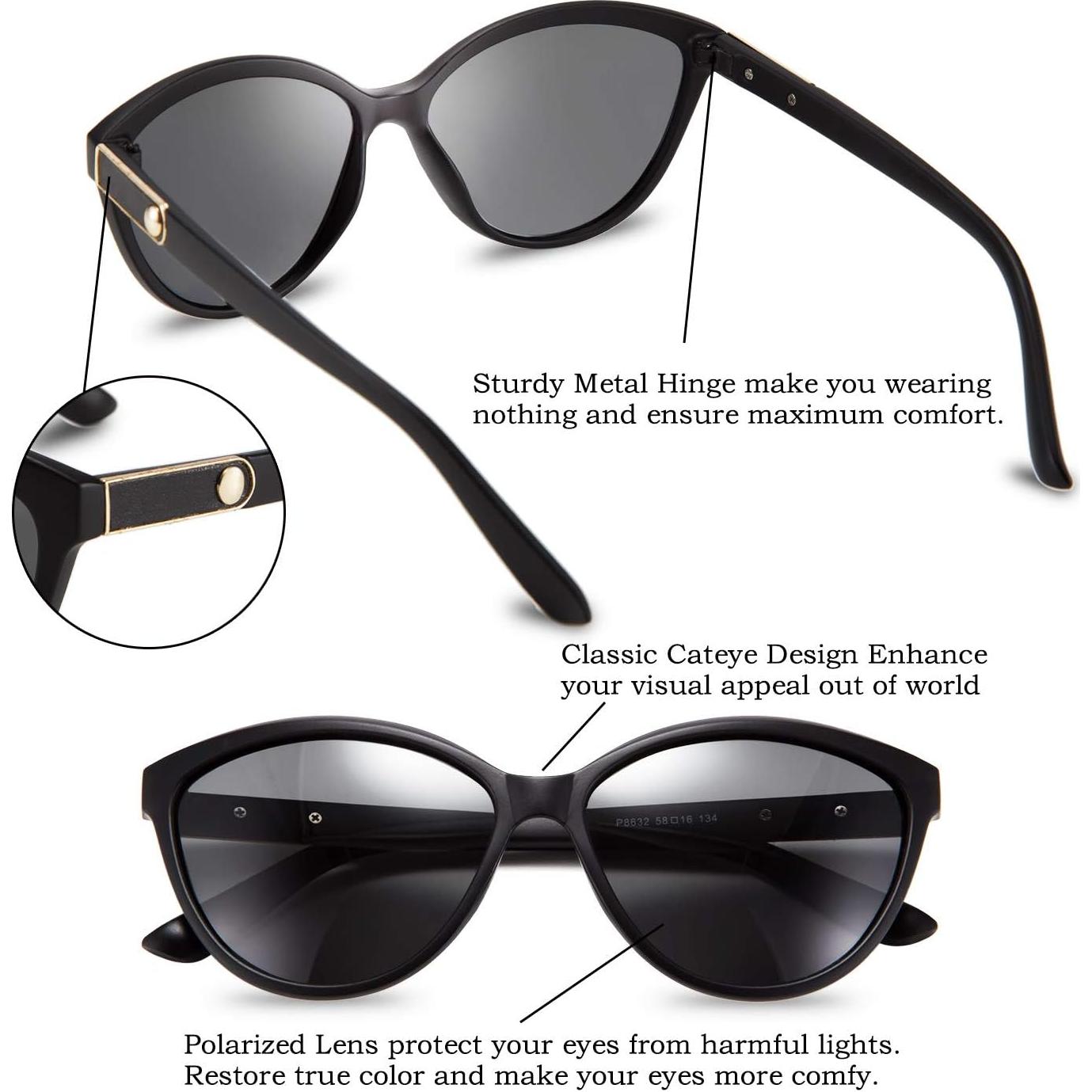 Gafas de Sol FEISEDY Cateye Polarizadas UV400 para Mujeres