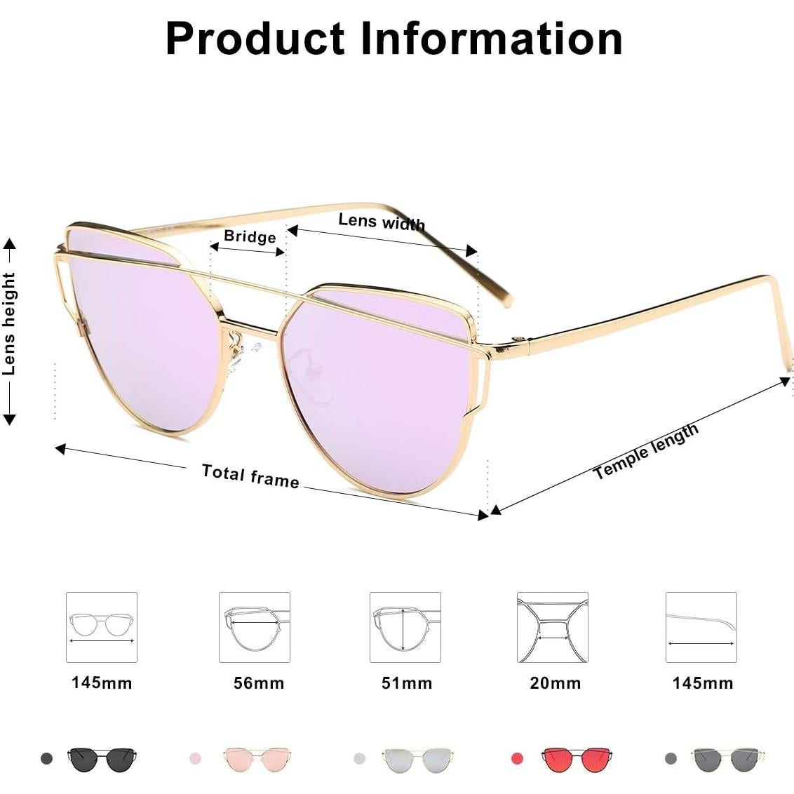 Gafas de sol SojoS estilo ojo de gato UV400 para mujeres