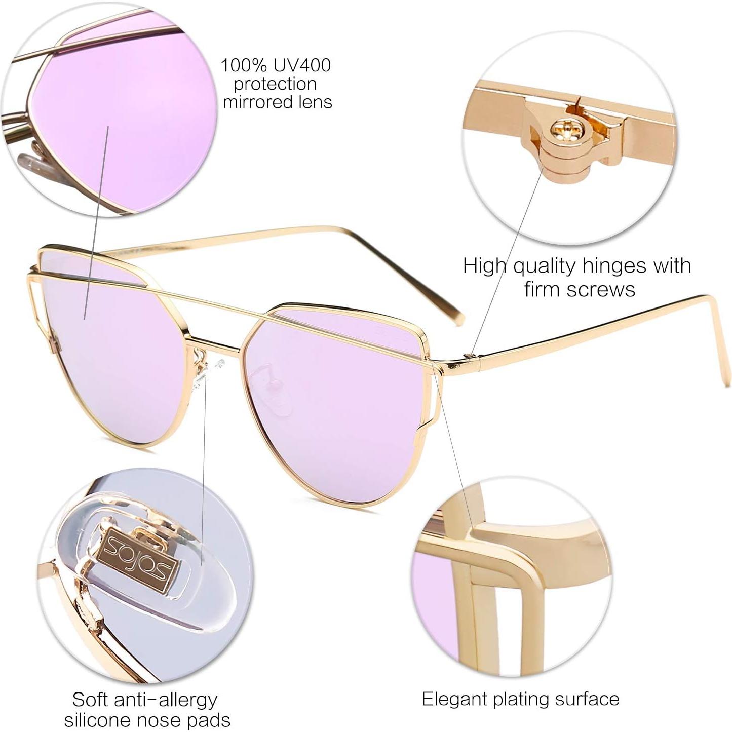 Gafas de sol SojoS estilo ojo de gato UV400 para mujeres