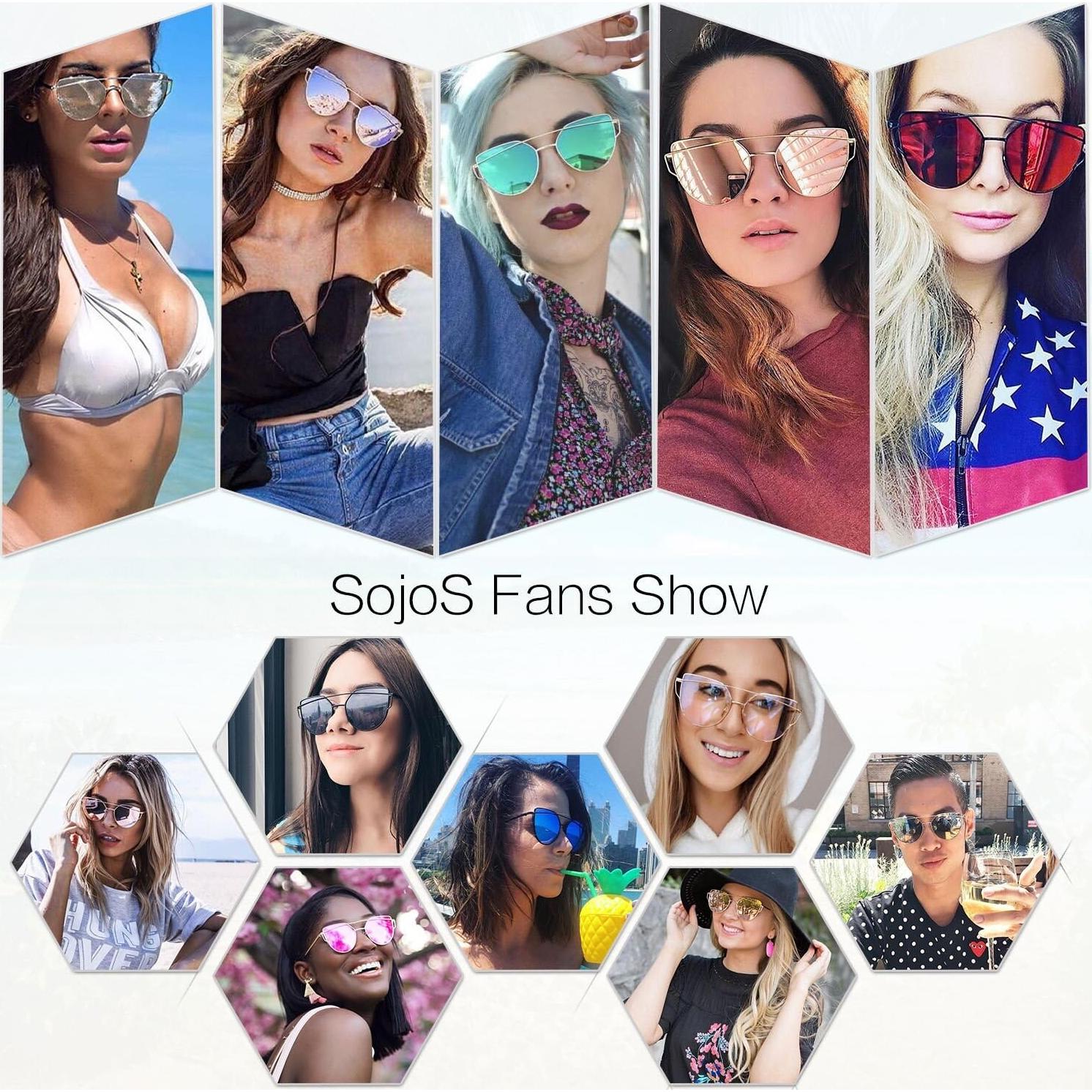 Gafas de sol SojoS estilo ojo de gato UV400 para mujeres