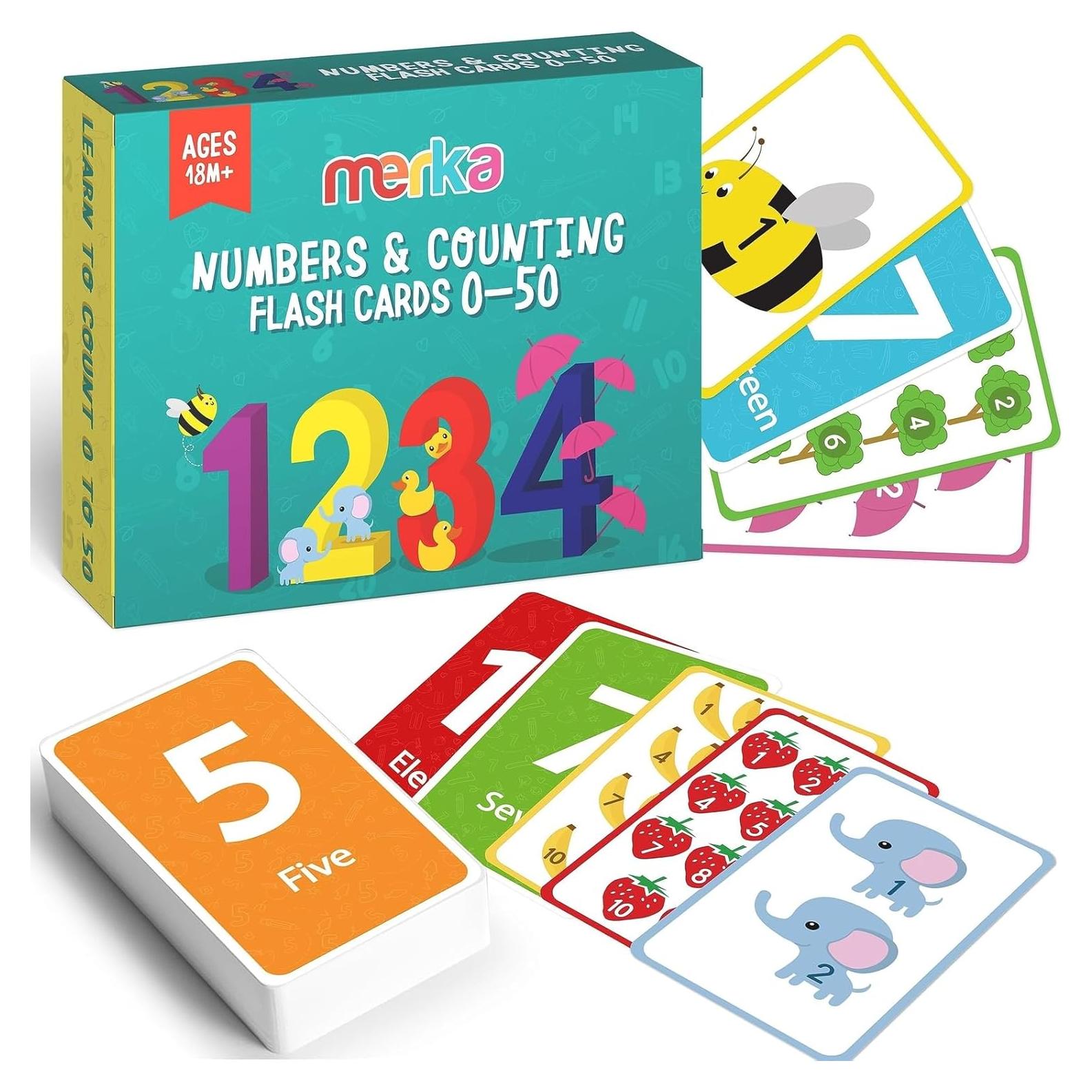 Tarjetas de Números Merka para Niños - Juego 55 Piezas