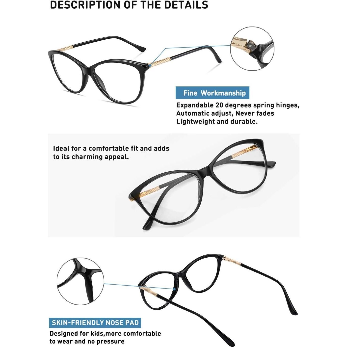 Gafas Bloqueadoras Luz Azul MEETSUN Montura Negra Lente Claro