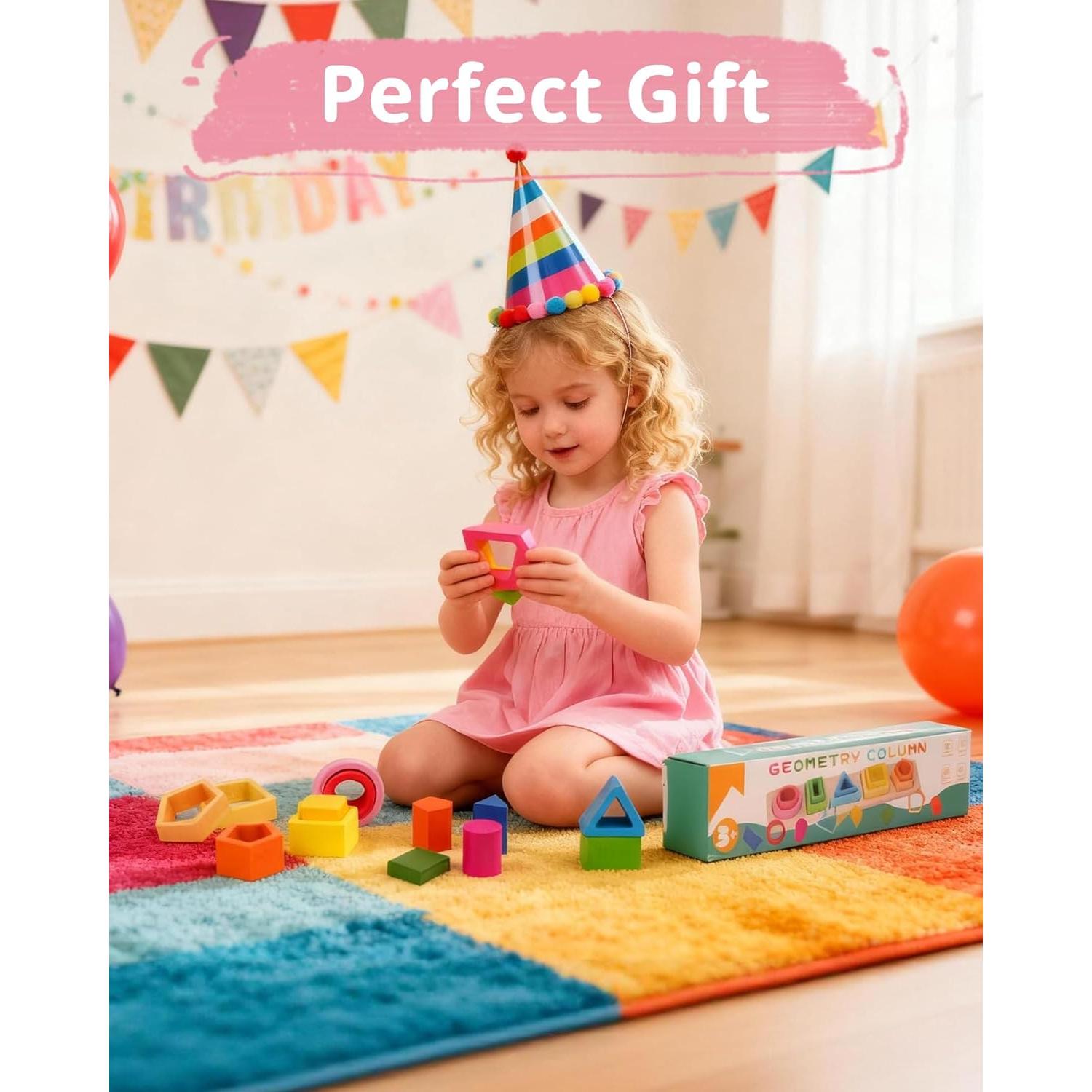 Juguete Montessori JRUXJWI de Apilamiento y Clasificación de Madera