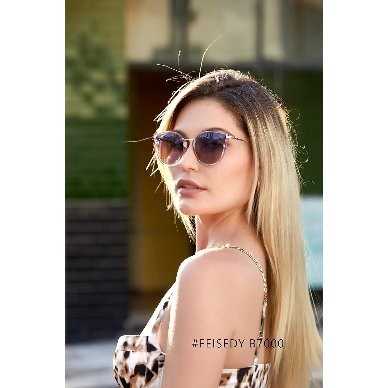 Gafas de Sol FEISEDY Cat Eye Polarizadas 55mm Azul-Rosa