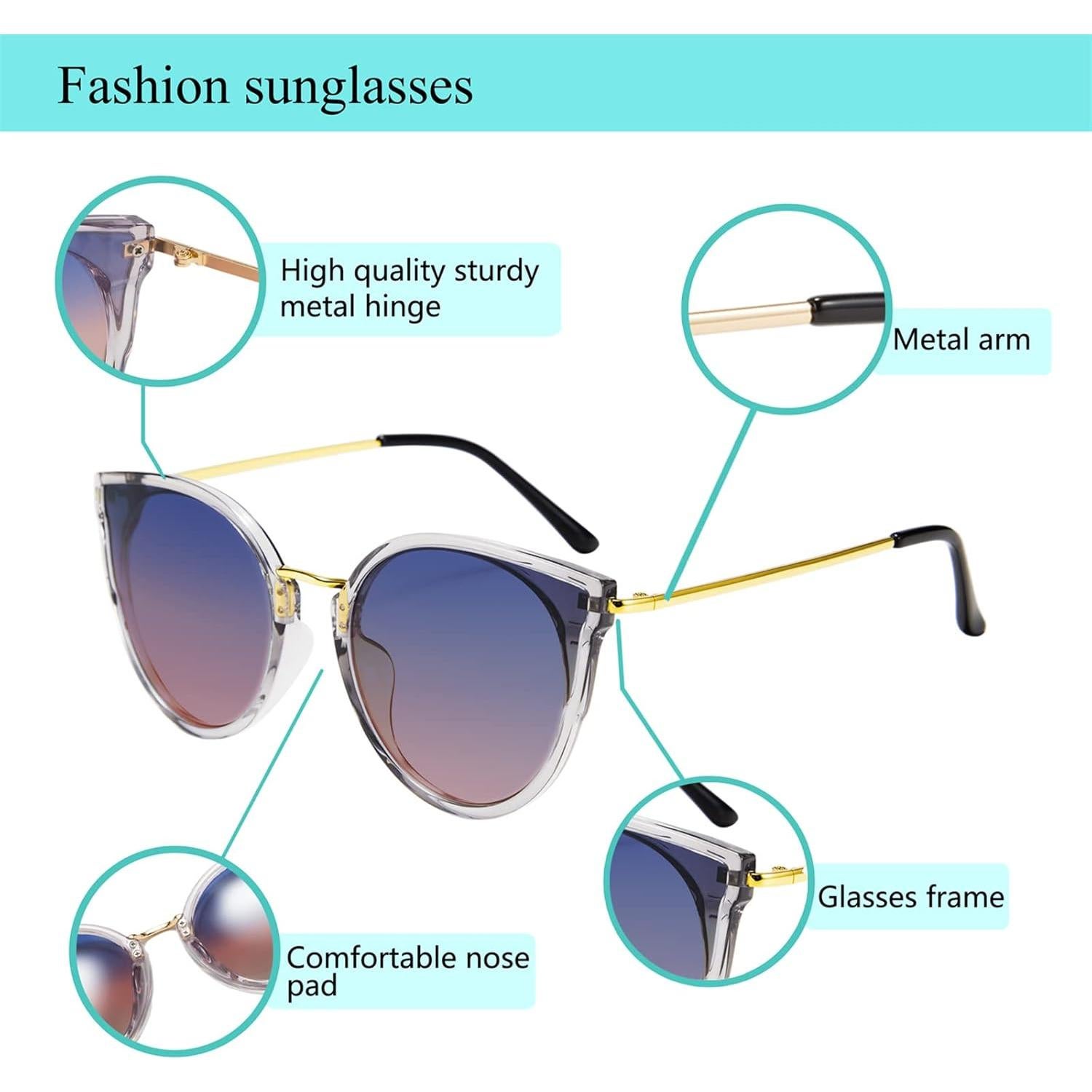 Gafas de Sol FEISEDY Cat Eye Polarizadas 55mm Azul-Rosa