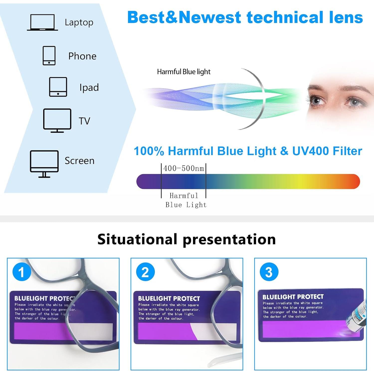 Gafas de lectura DXYXYO 3 pares con bloqueo luz azul