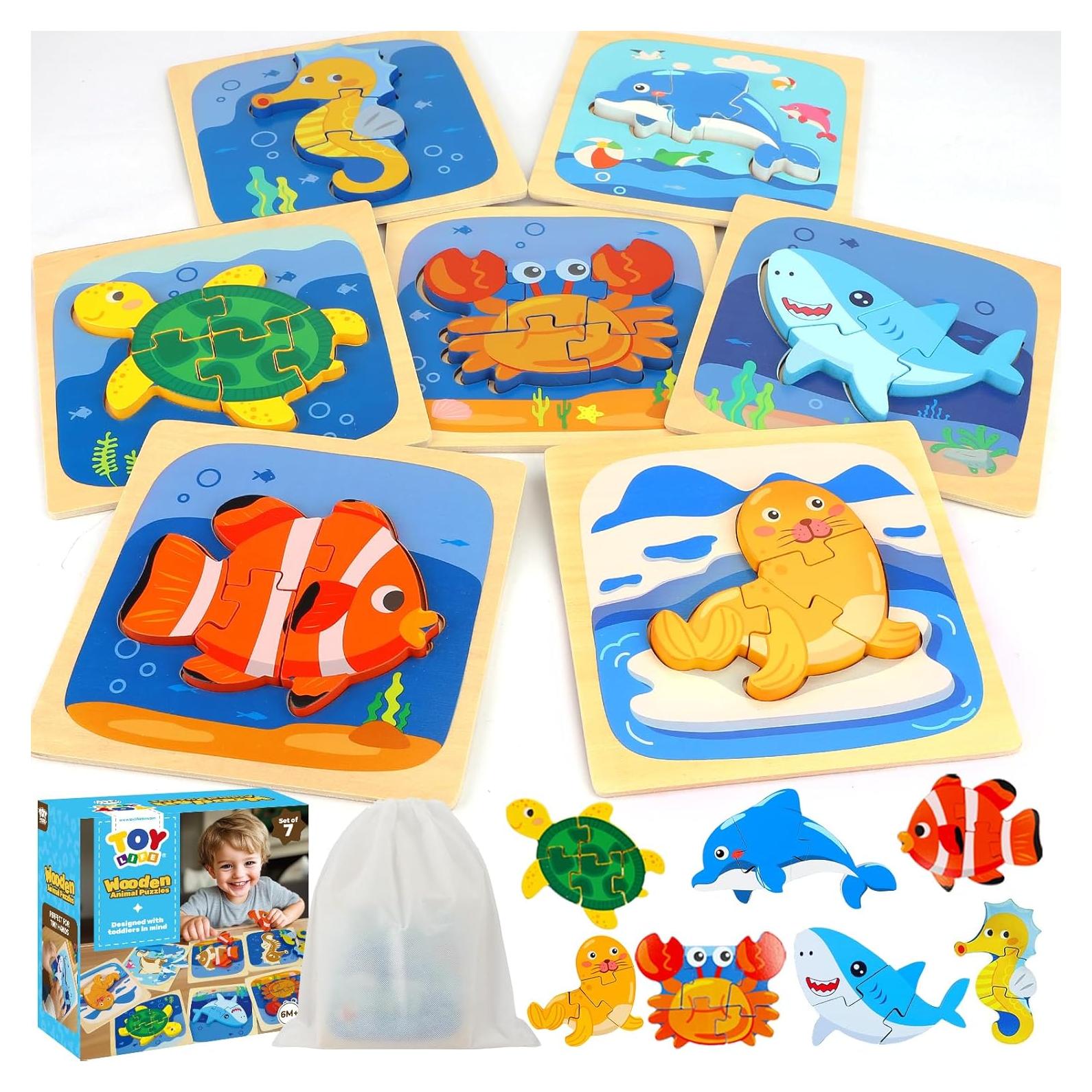 Rompecabezas de Madera TOY Life Animales Marinos 7 Piezas