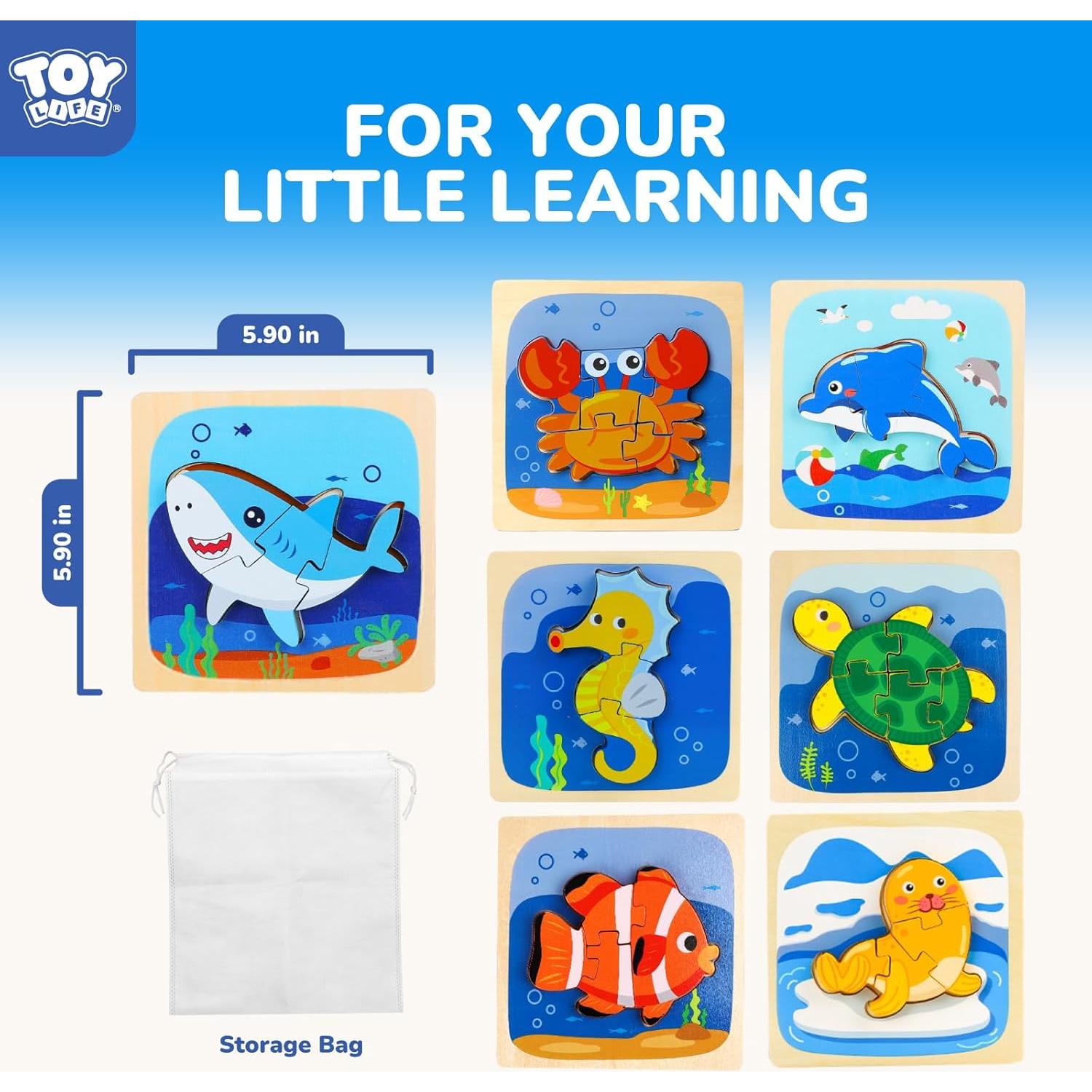 Rompecabezas de Madera TOY Life Animales Marinos 7 Piezas