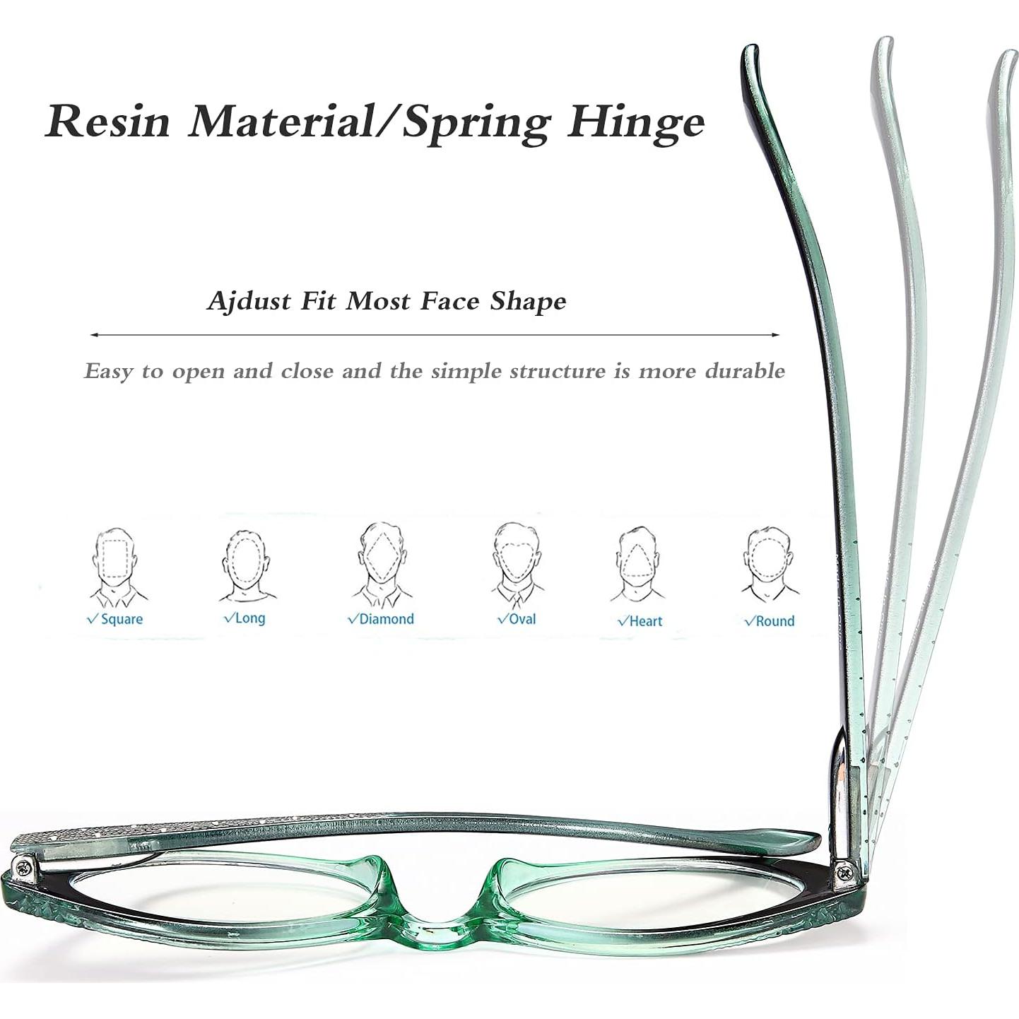 EYEURL Cat Eye Reading Glasses for Women - Blue Light Blocking 4 Pack Ladies Fashion Readers with Flexible Spring Hinges, Anti-Glare&UV Rays +2.25 Eyeglasses, Black/Brown/Green/Purple