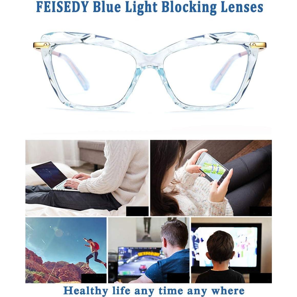 Gafas de Ojo de Gato FEISEDY con Bloqueo Luz Azul 55mm