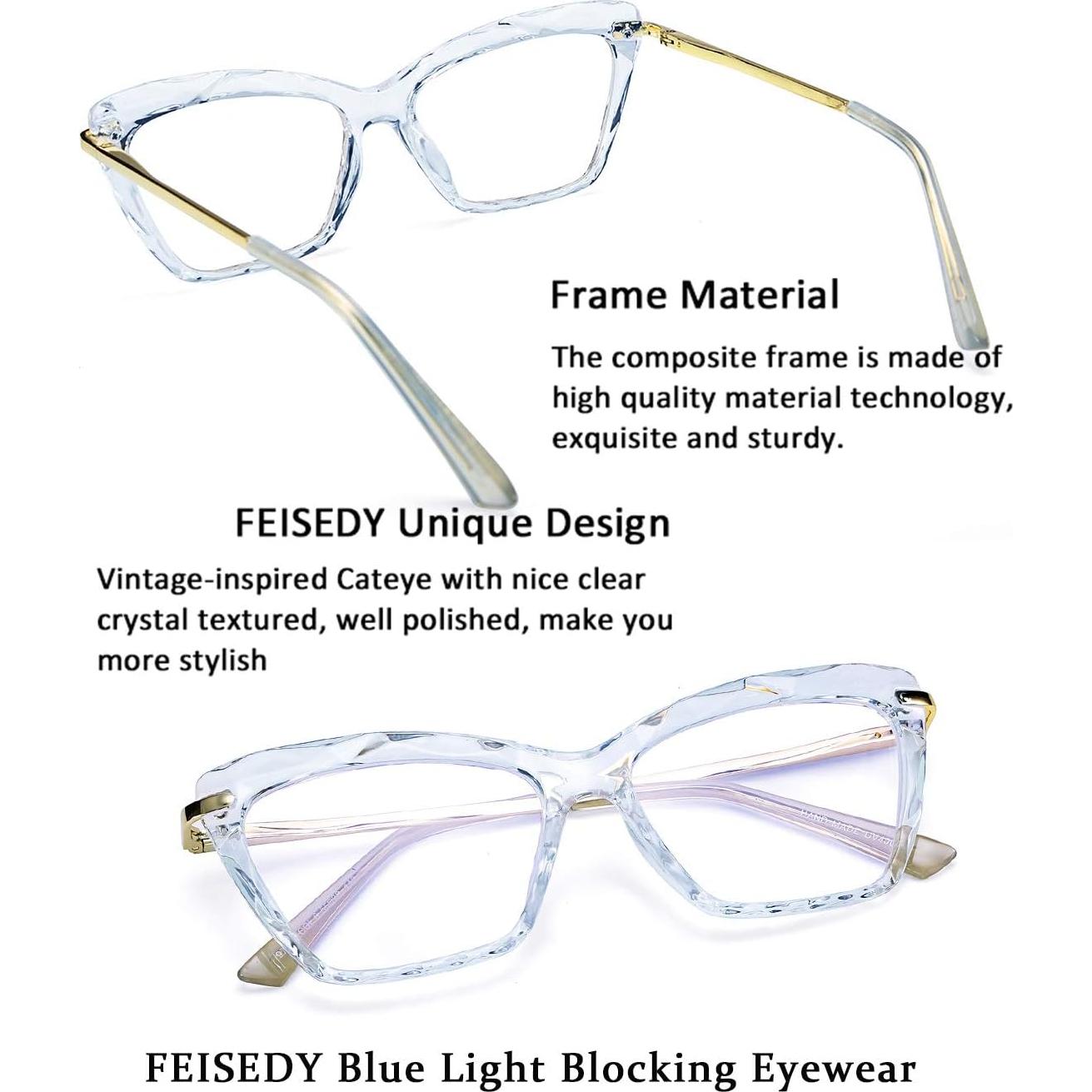 Gafas de Ojo de Gato FEISEDY con Bloqueo Luz Azul 55mm