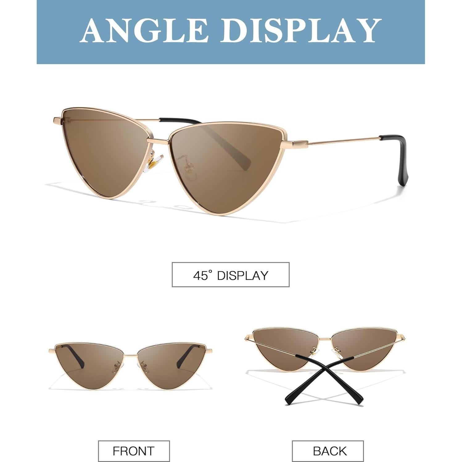 Gafas de sol ojo de gato retro UV400 Marco dorado