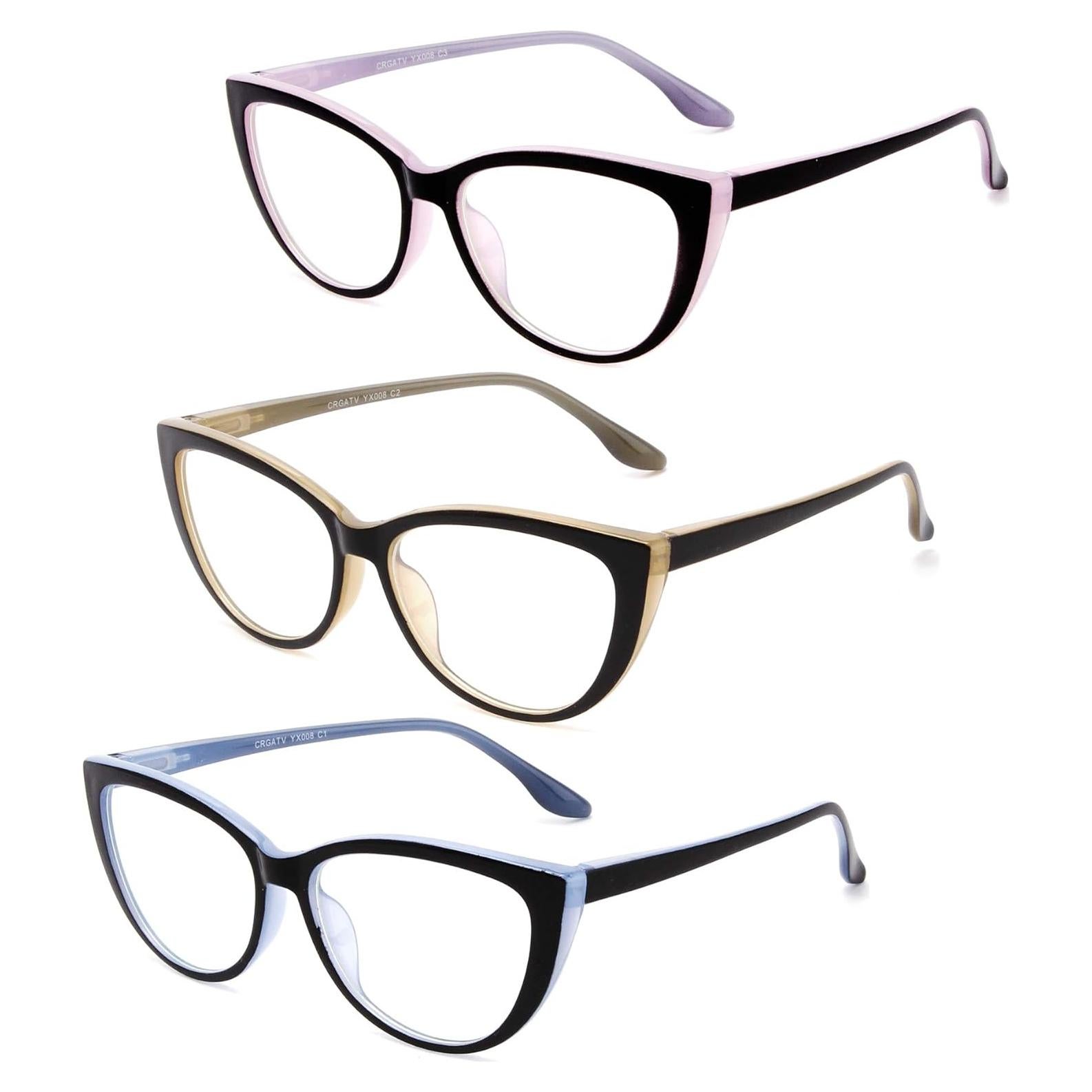 CRGATV 3 Pack Reading Glasses Blue Light Blocking Stylish Cat Eye Computer Readers Anti Eyestrain & Glare for Women