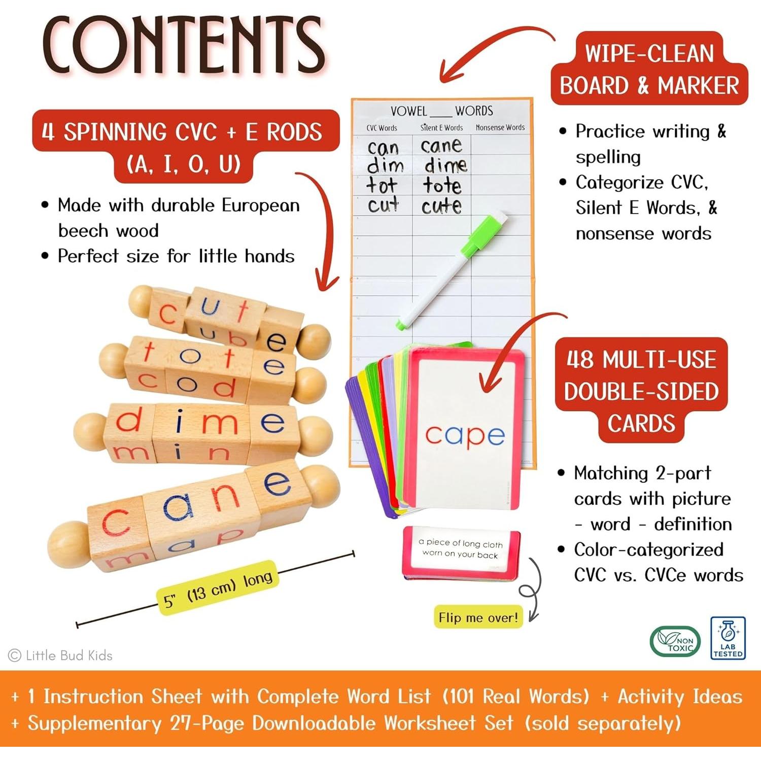 Bloques Mágicos de Lectura CVCe Little Bud Kids - 3 a 7 Años