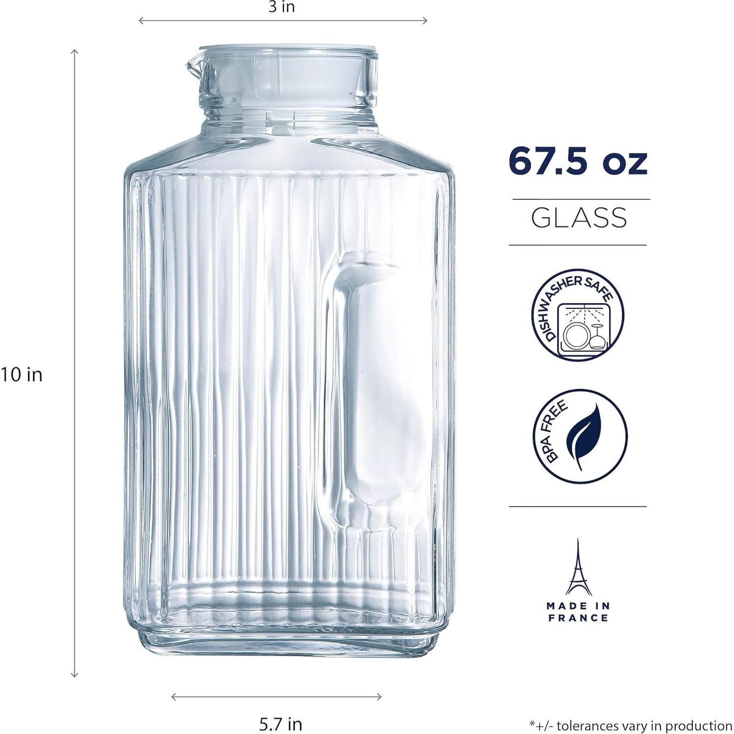 Jarra de vidrio Luminarc Quadro 2 litros con tapa blanca