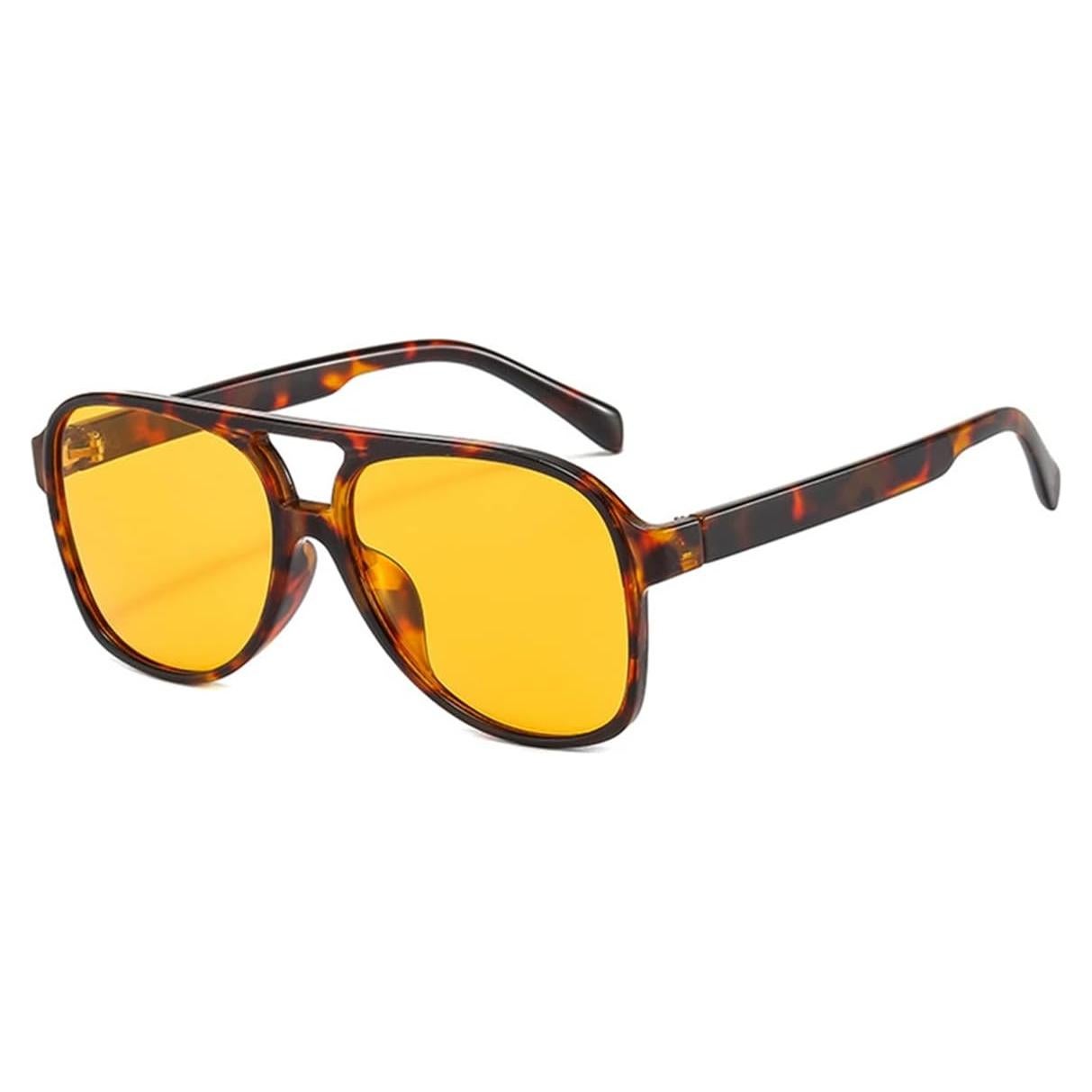 Gafas de sol aviador retro UV400 unisex amarillas grandes